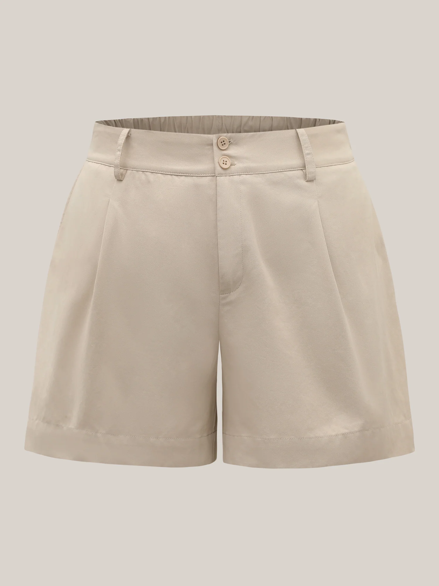 Cotton Elastic Twill Pockets Wide-Leg Shorts - Image 7