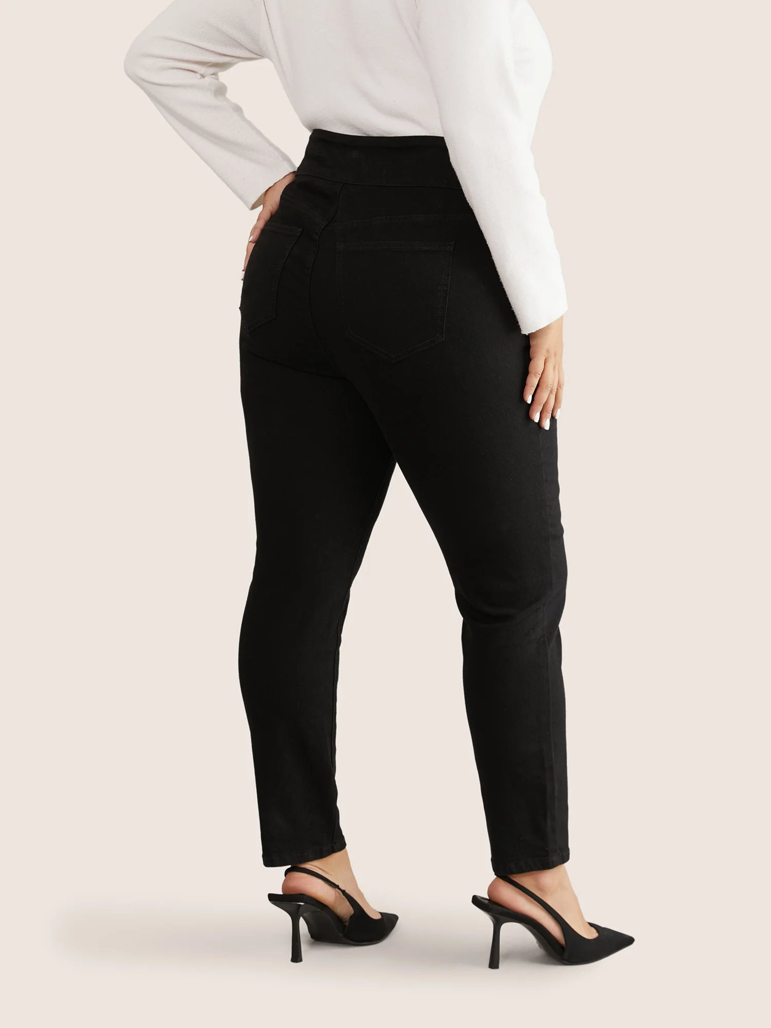 Black Wash Button Through Skinny Jeans - Image 5
