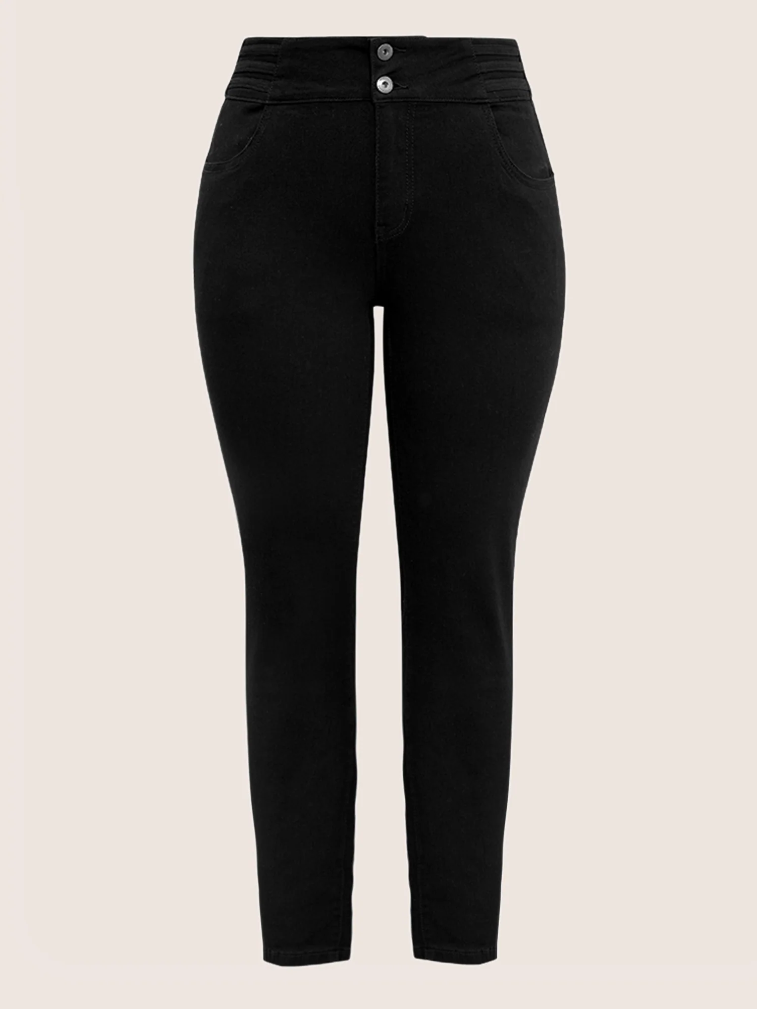 Black Wash Button Through Skinny Jeans - Image 6