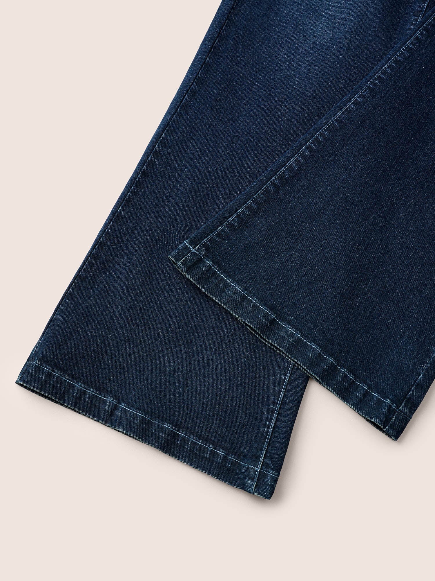Elastic Waist Flare Leg Dark Wash Jeans - Image 6