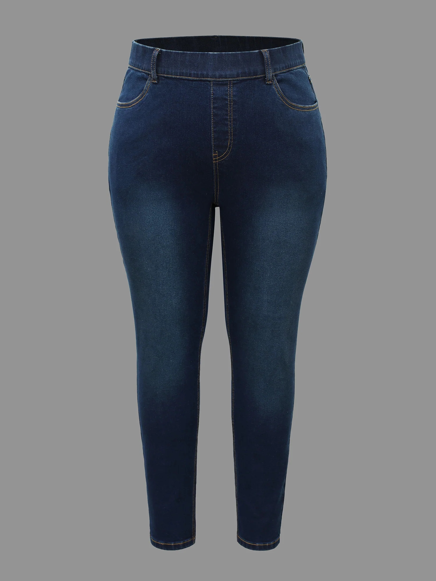 Elastic Waist Mid Rise Skinny Jeans - Image 8