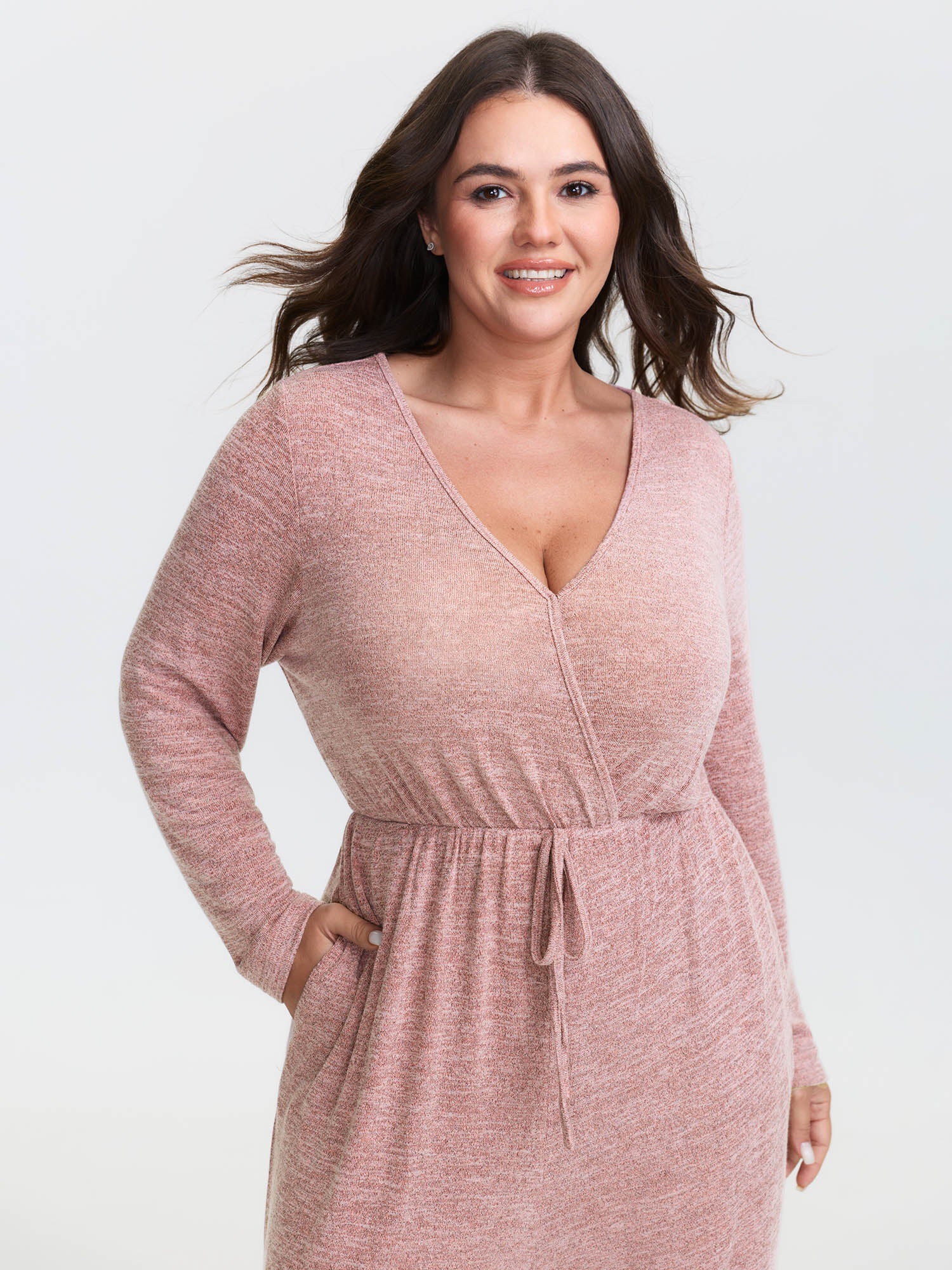 Elastic Waist Overlap Collar Lounge Jumpsuit - Image 29
