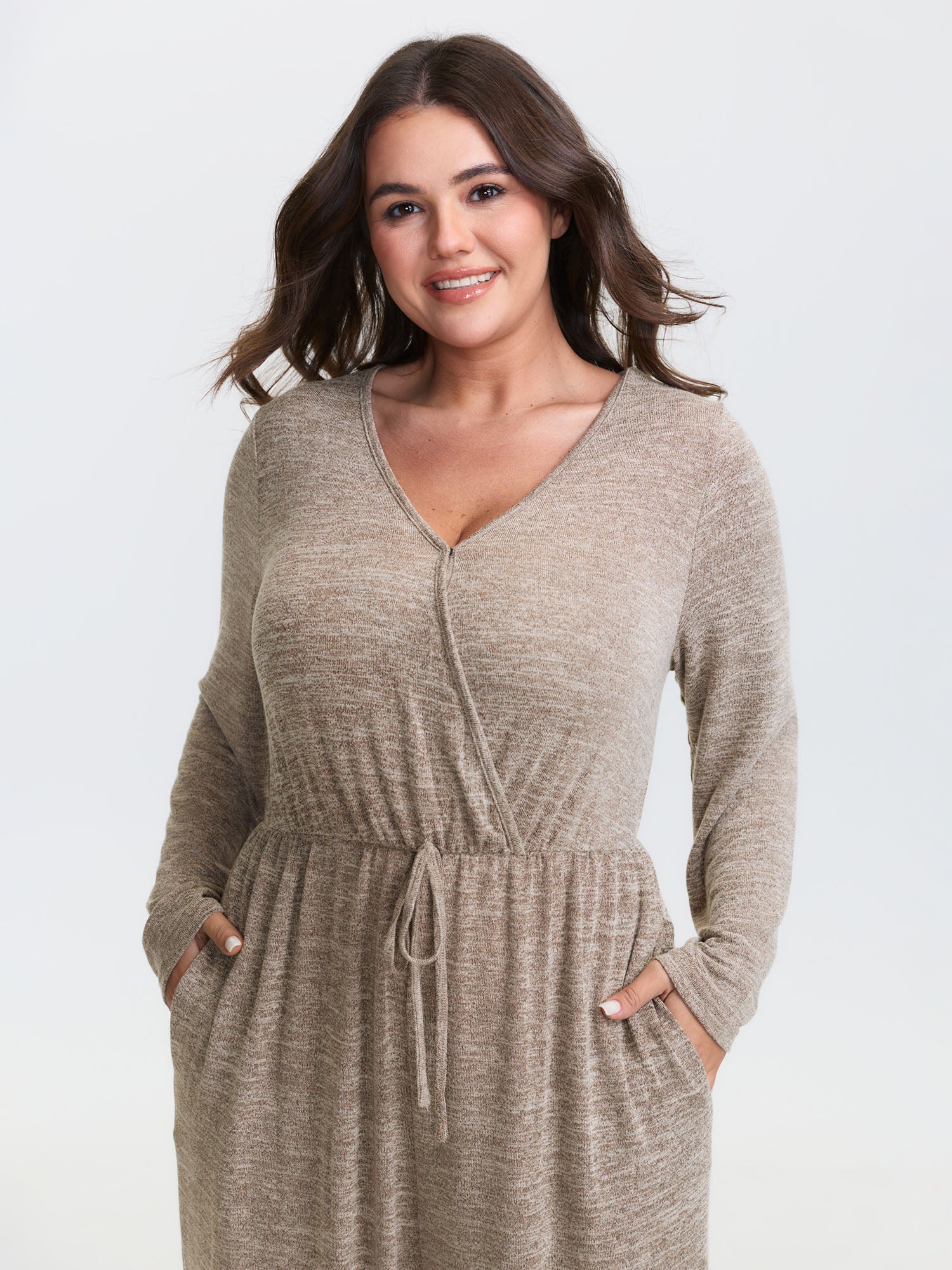Elastic Waist Overlap Collar Lounge Jumpsuit - Image 37