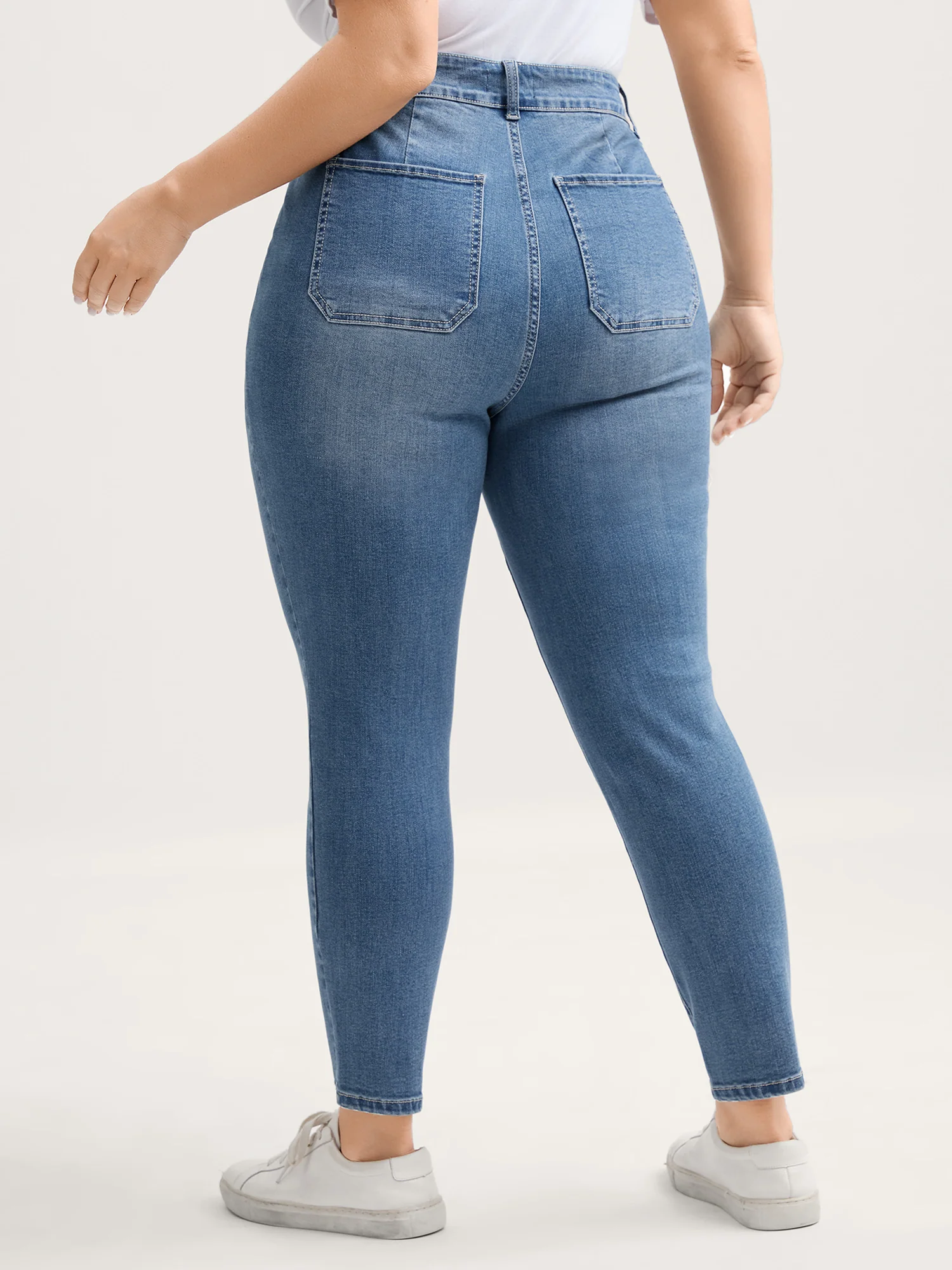 Elastic Waist Skinny-Fit Pocket Jeans - Image 5
