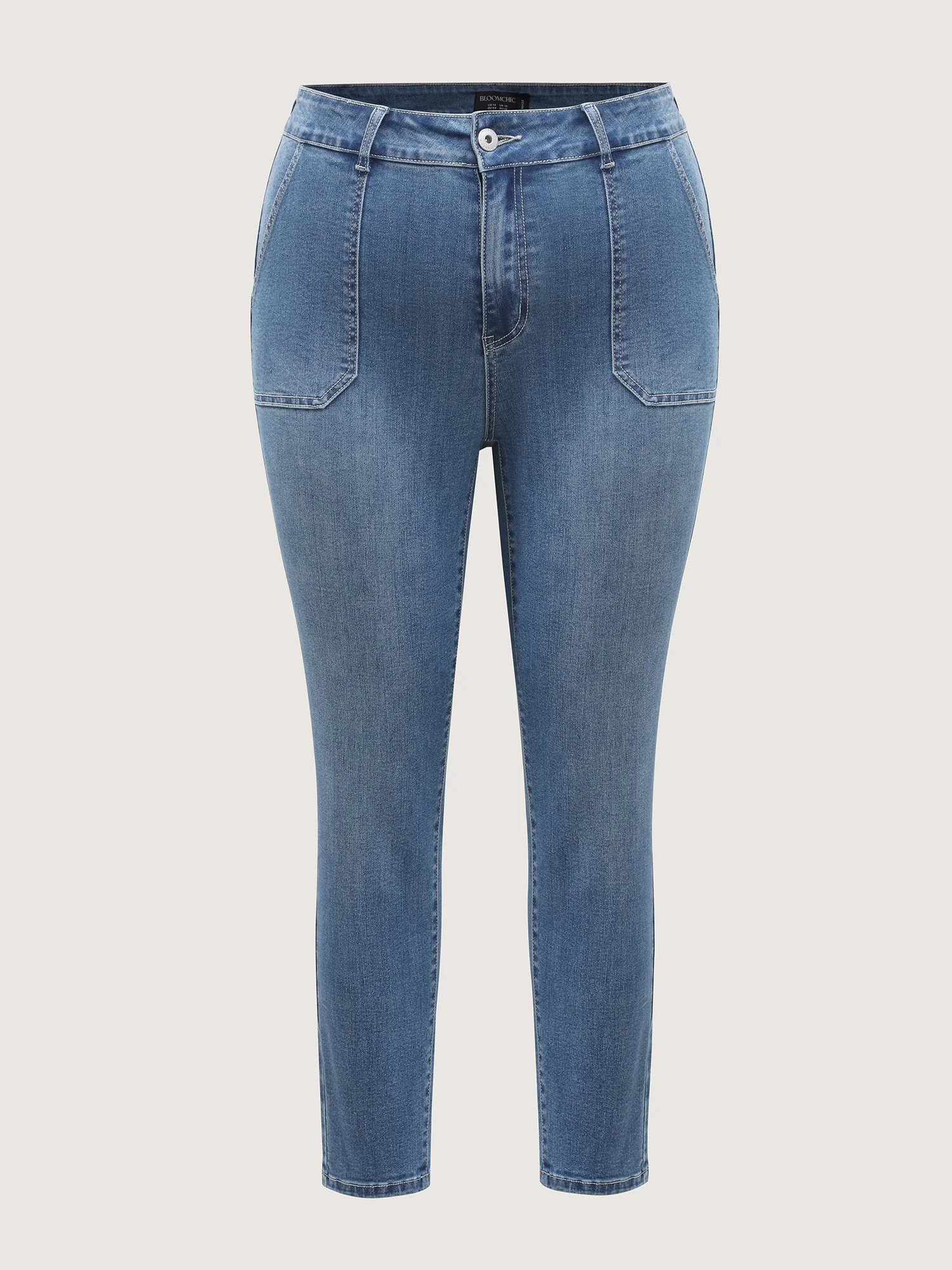 Elastic Waist Skinny-Fit Pocket Jeans - Image 8