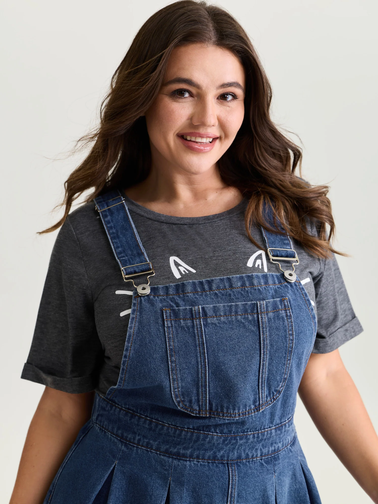 Elastic Waistband Adjustable Overall Denim Dress - Image 2