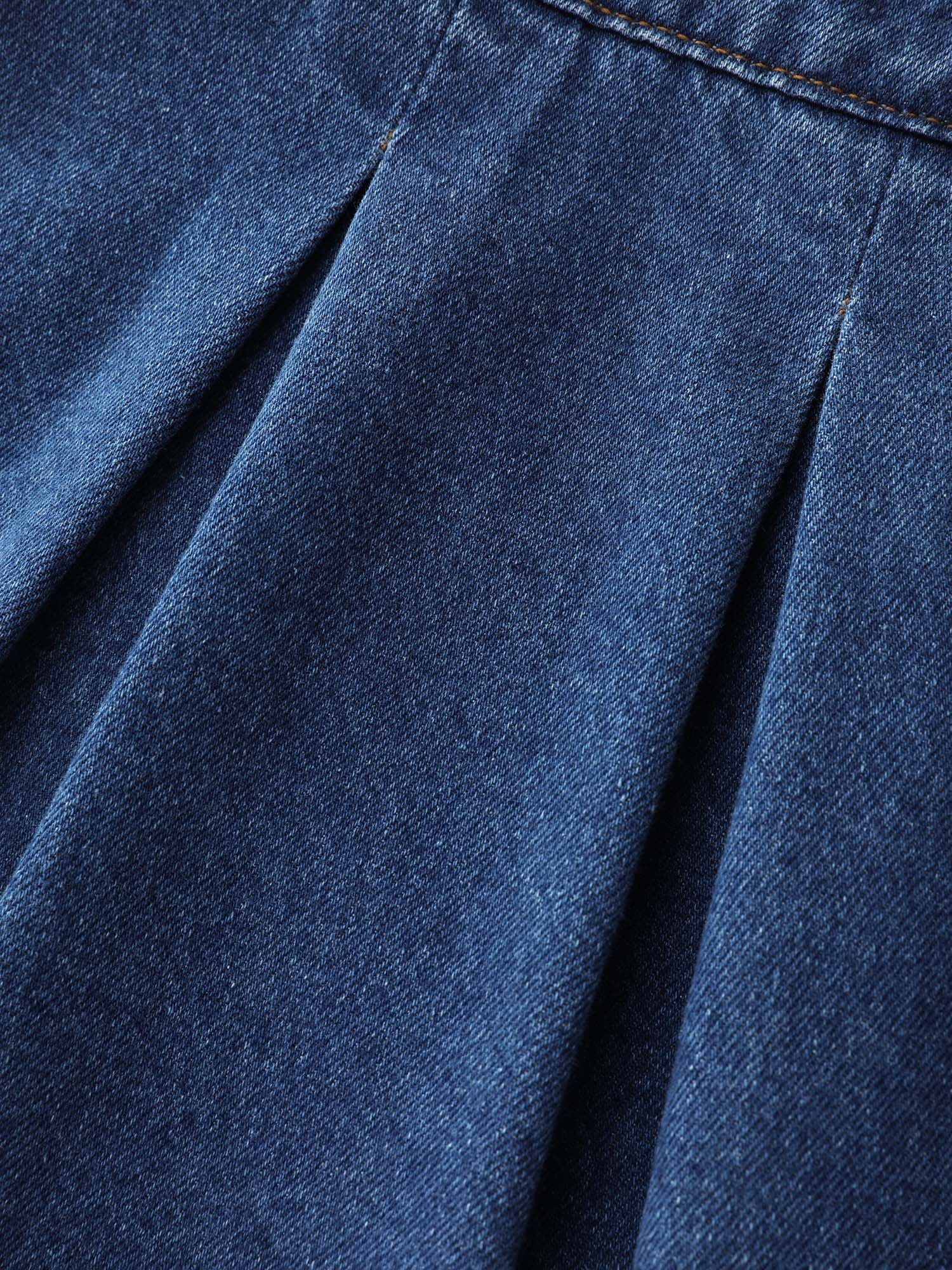 Elastic Waistband Adjustable Overall Denim Dress - Image 8