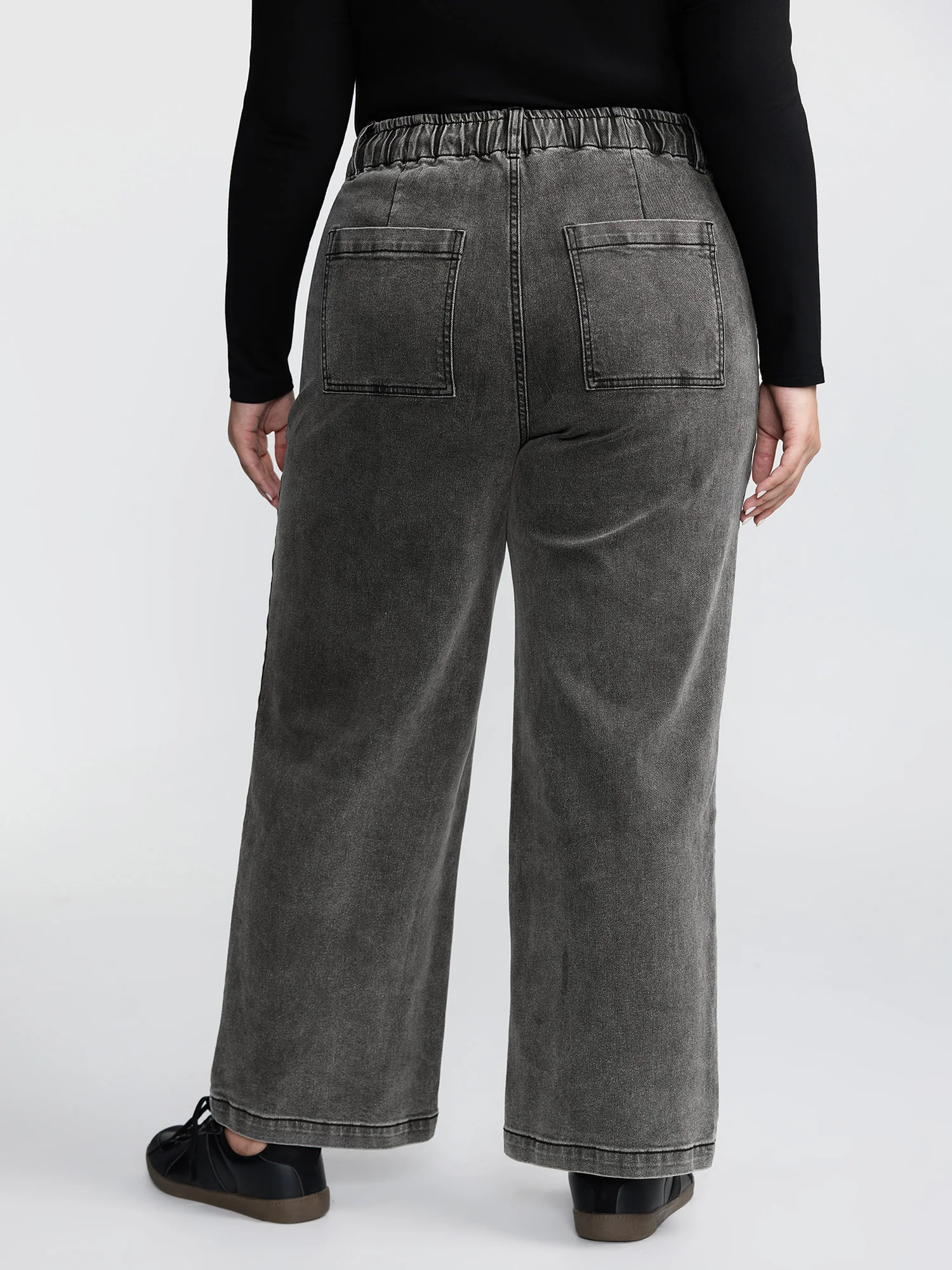 Elastic Waistband Drawstring Straight Jeans - Image 5