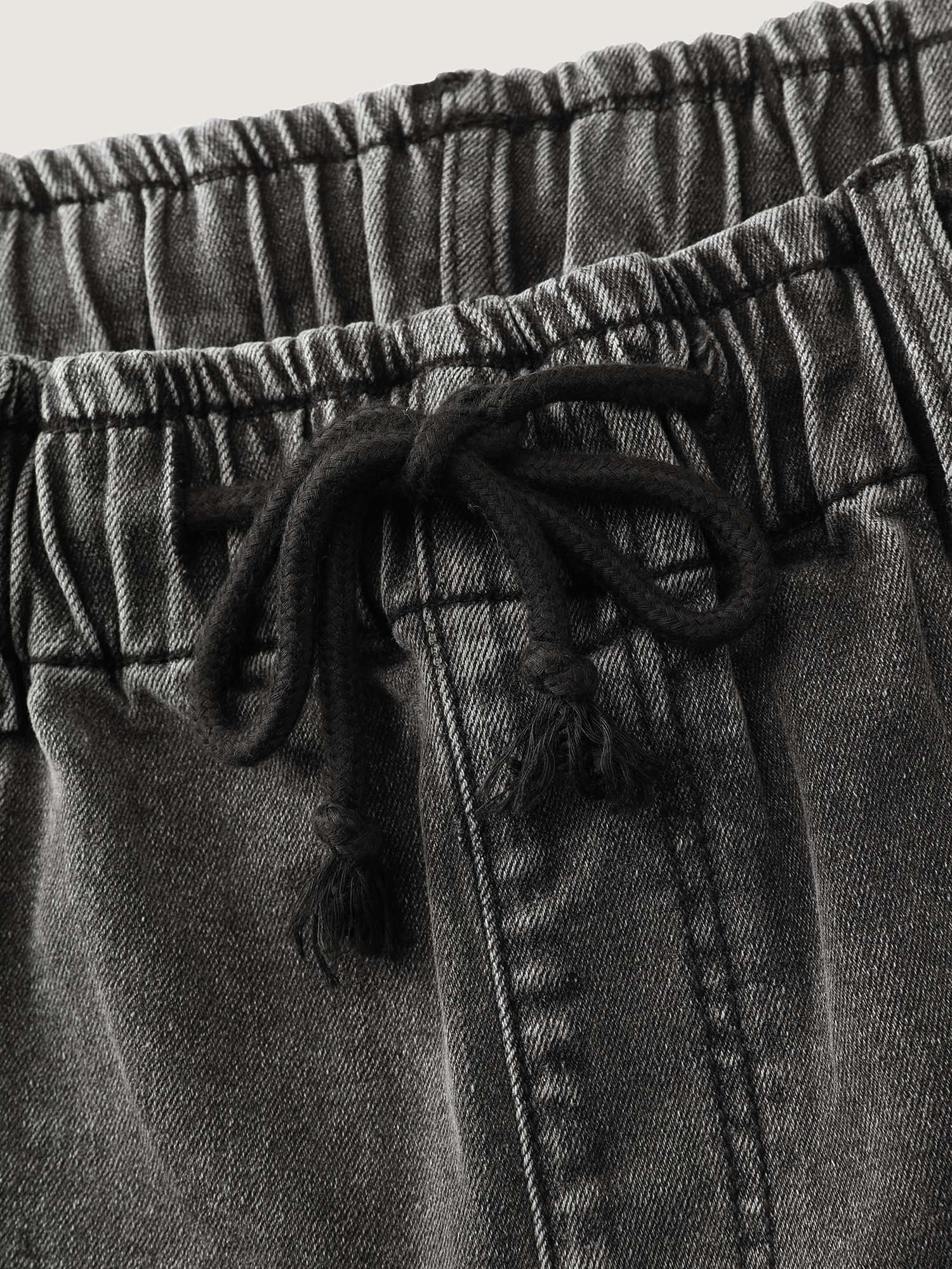 Elastic Waistband Drawstring Straight Jeans - Image 7