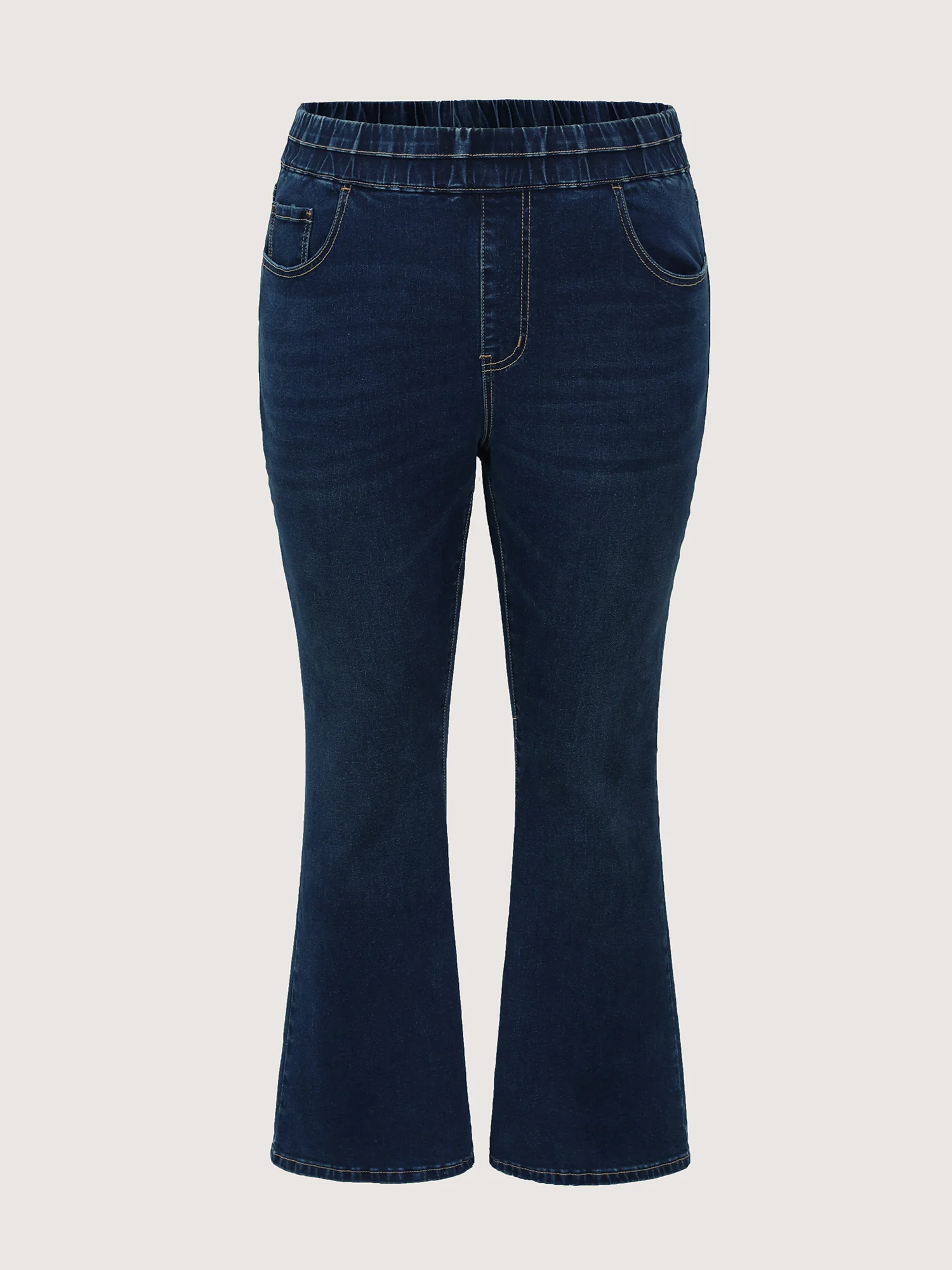 Elastic Waistband Flare Hem Jeans - Image 8