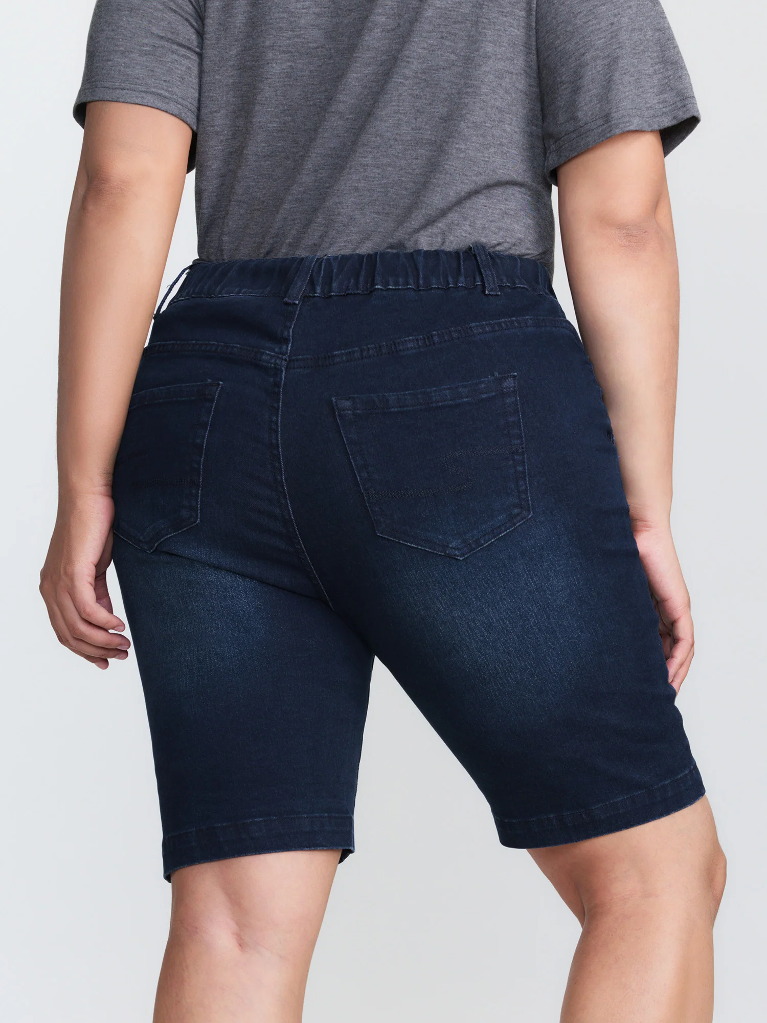 Elastic Waistline Drawstring Skinny-Fit Denim Shorts - Image 6