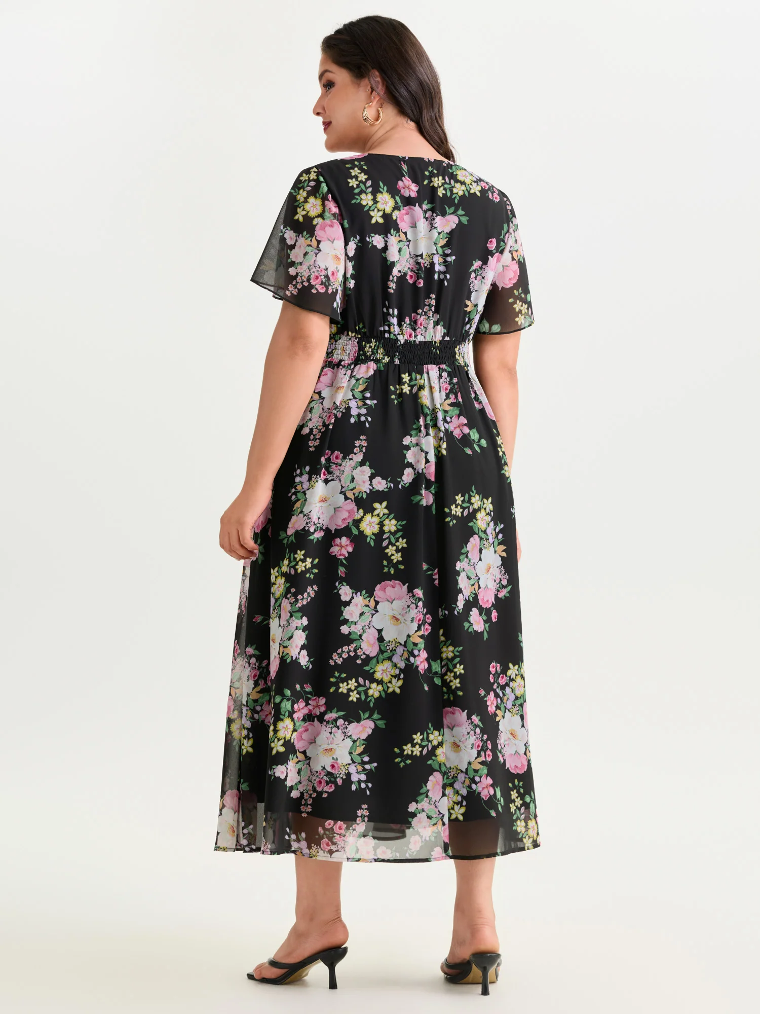 Elegant Floral Print Flowy Maxi Dress - Image 11