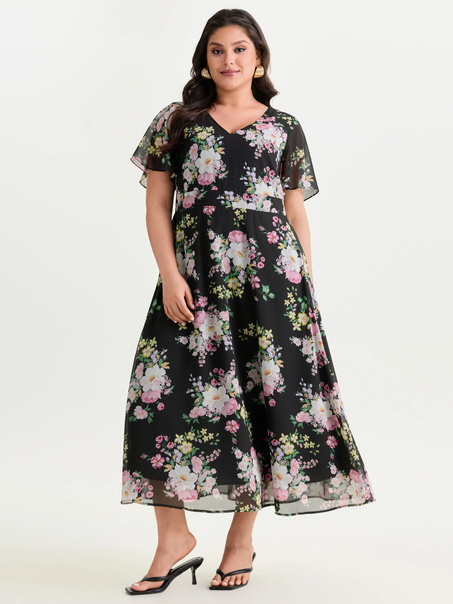 Elegant Floral Print Flowy Maxi Dress - Image 8