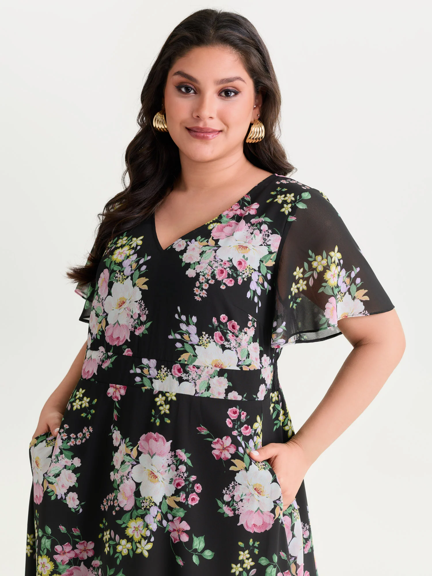 Elegant Floral Print Flowy Maxi Dress - Image 9