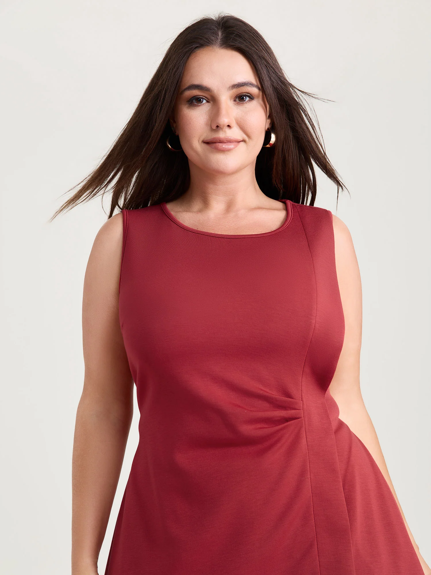 Elegant Knotted Side Pockets Midi Dress - Image 2