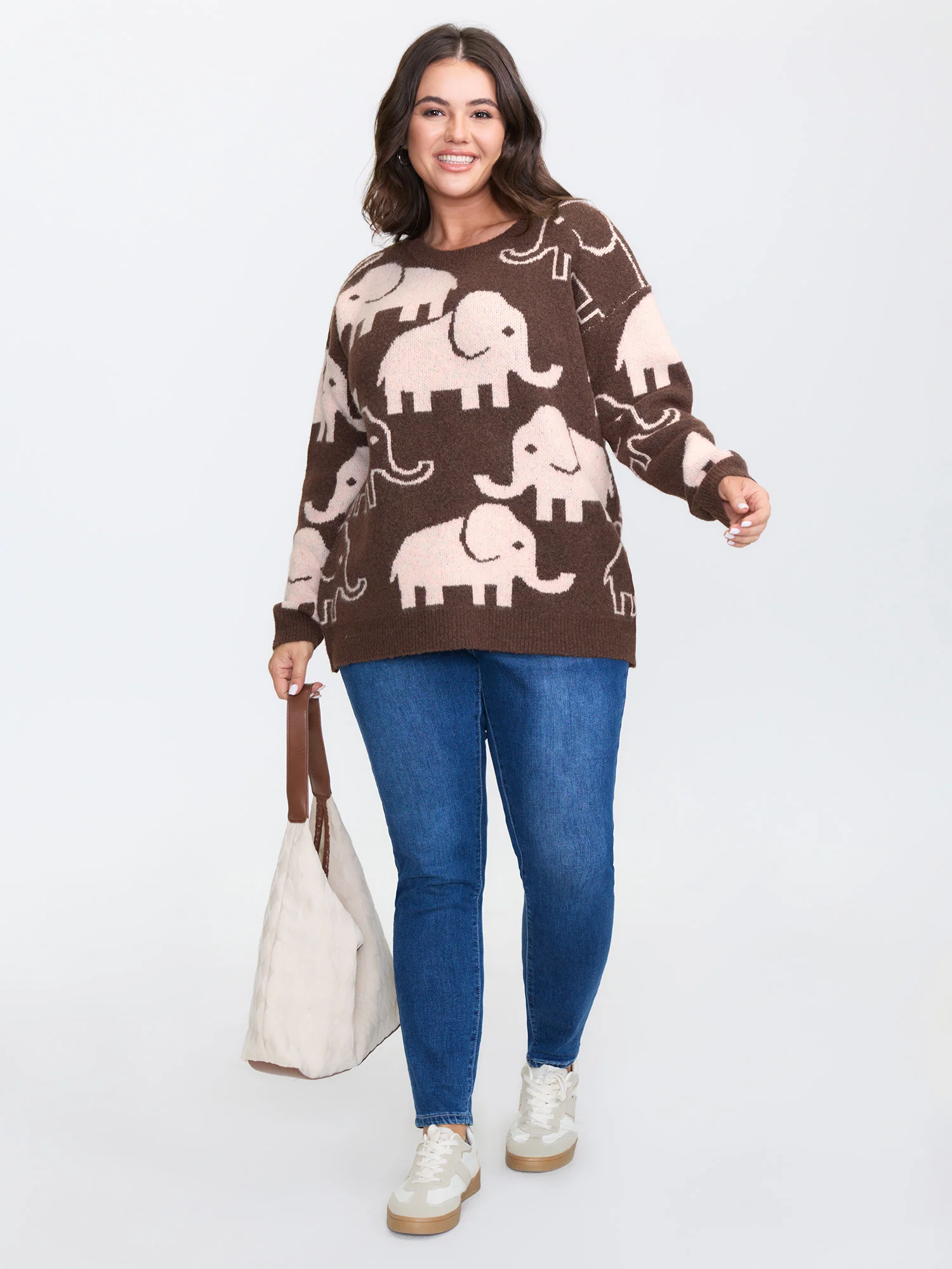 Elephant Pattern Jacquard Pullover - Image 3