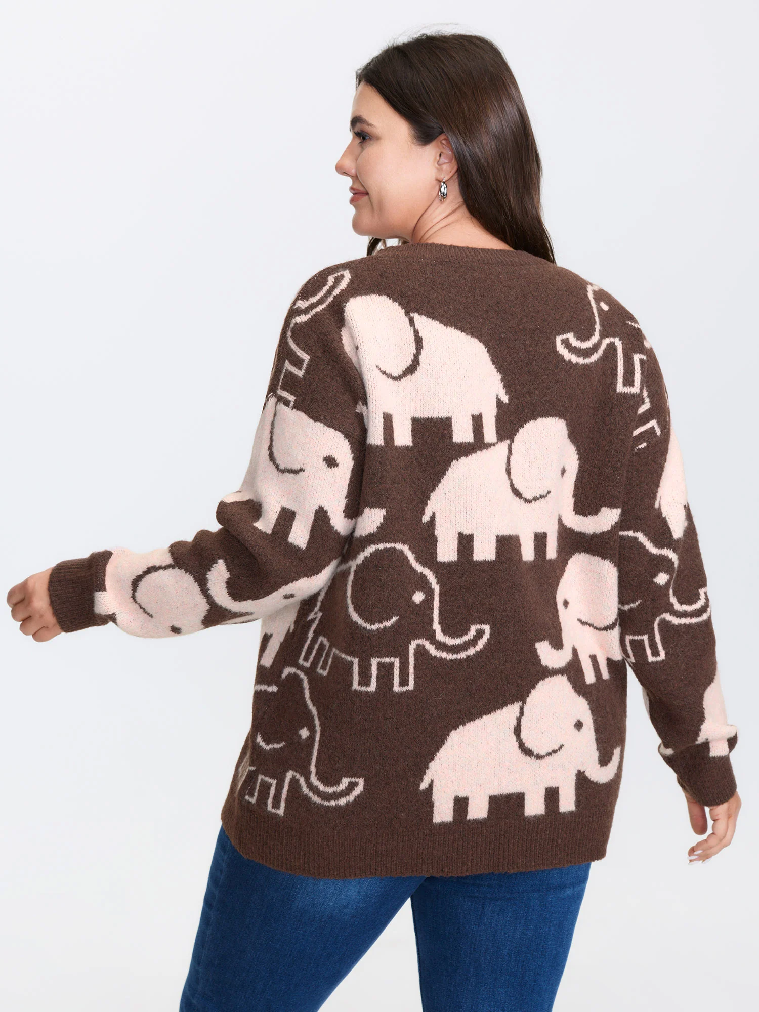 Elephant Pattern Jacquard Pullover - Image 4