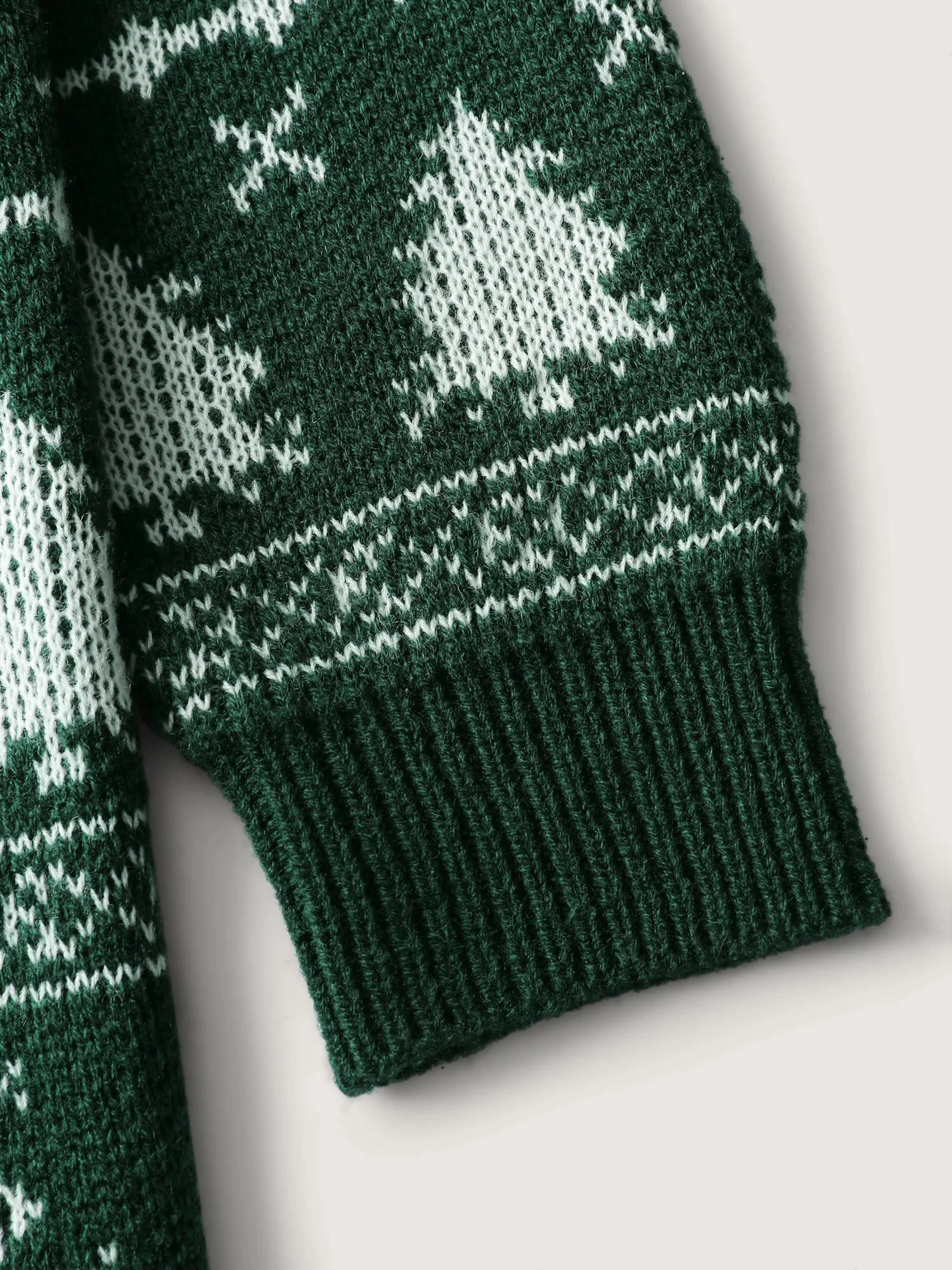 Elk Christmas Print Jacquard Open-Front Knit Cardigan - Image 6