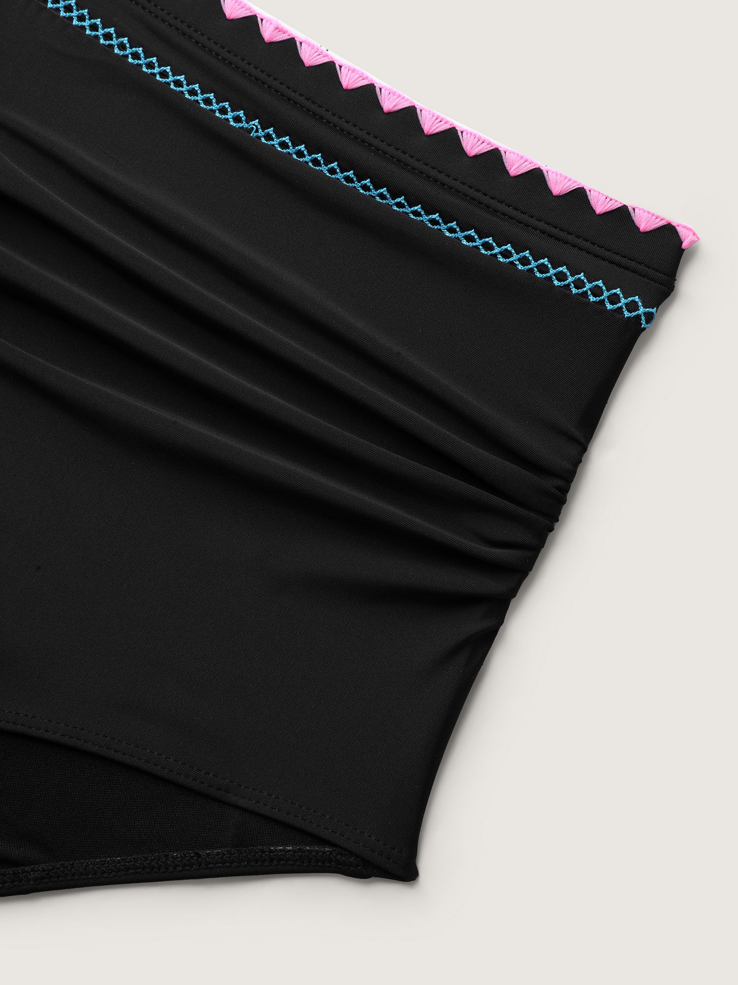 Embroidered Color Contrast Swim Bottoms - Image 5
