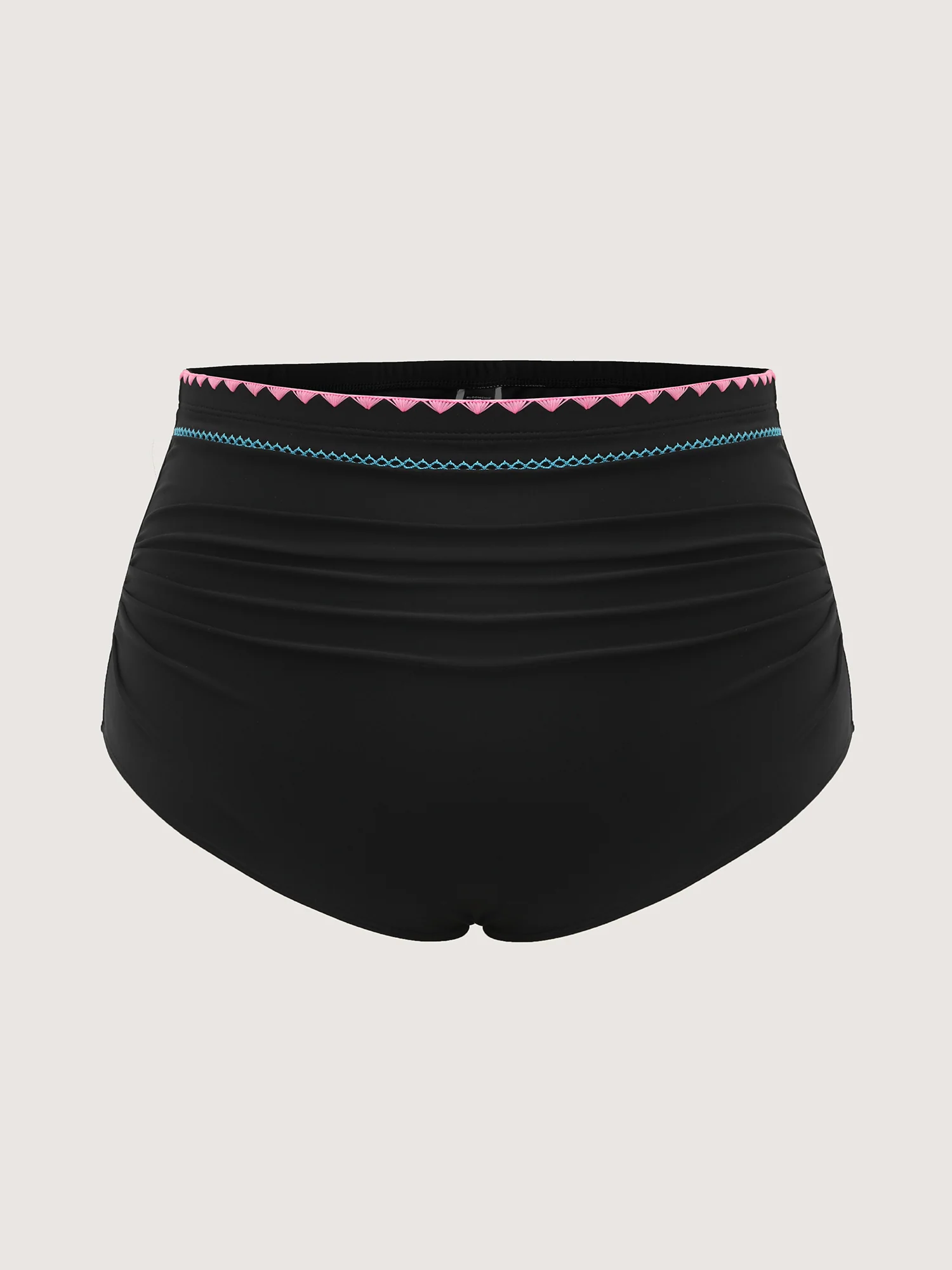 Embroidered Color Contrast Swim Bottoms - Image 6