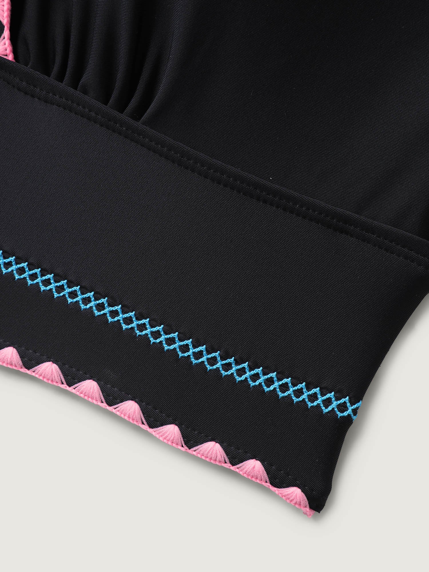 Embroidered Color Contrast Swim Top - Image 5