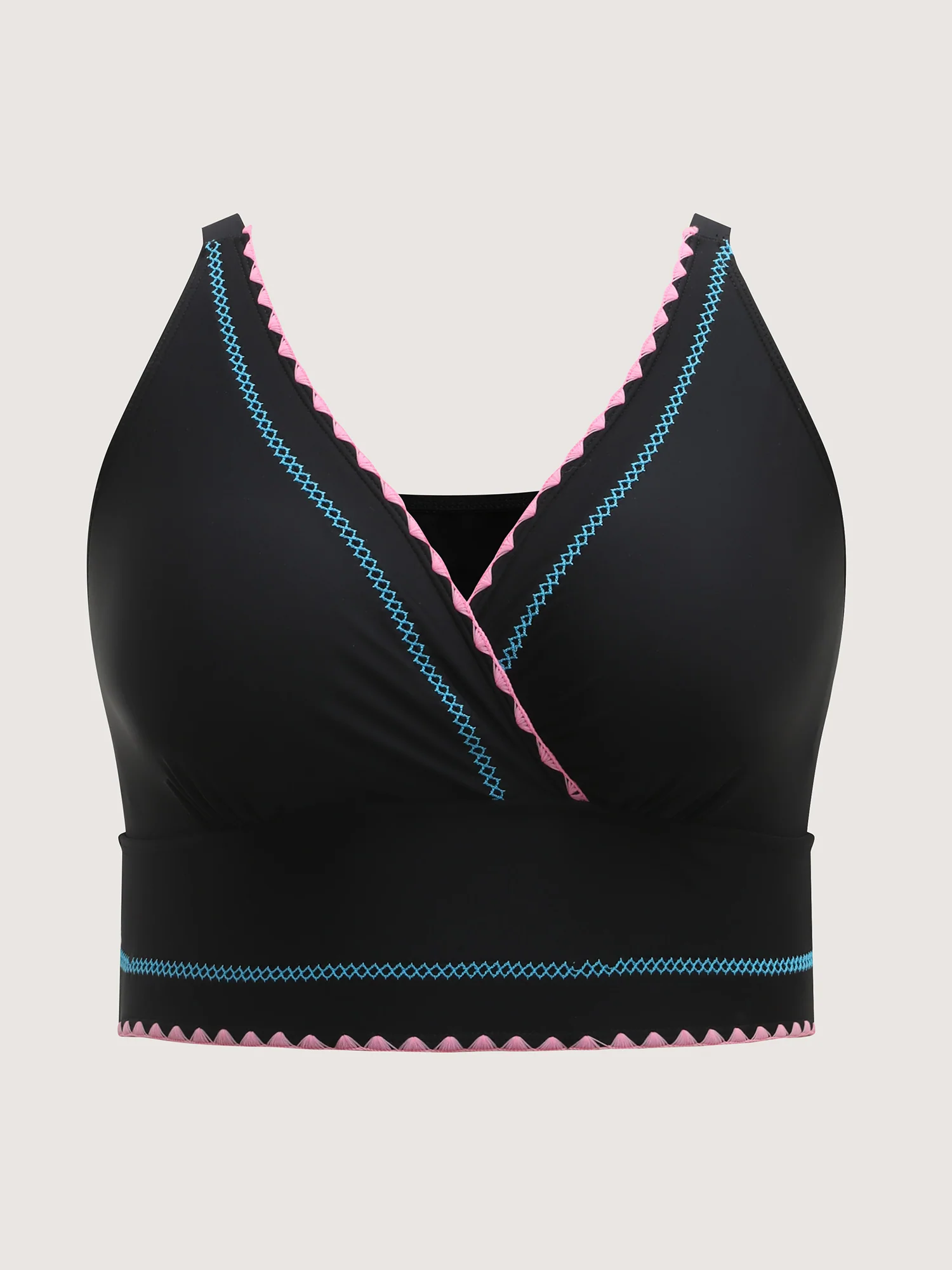 Embroidered Color Contrast Swim Top - Image 7