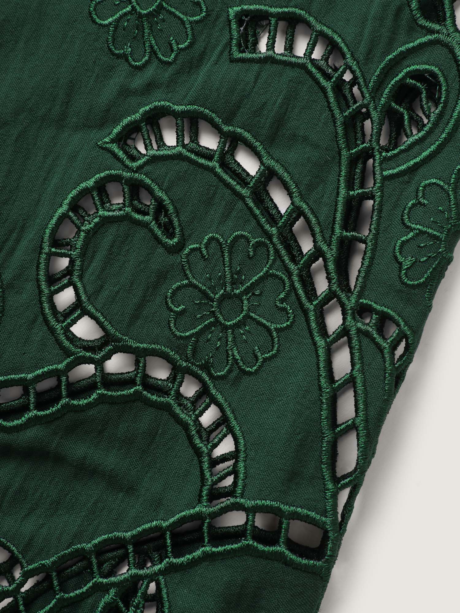 Embroidered Cut-Out Sleeve Solid Blouse - Image 5