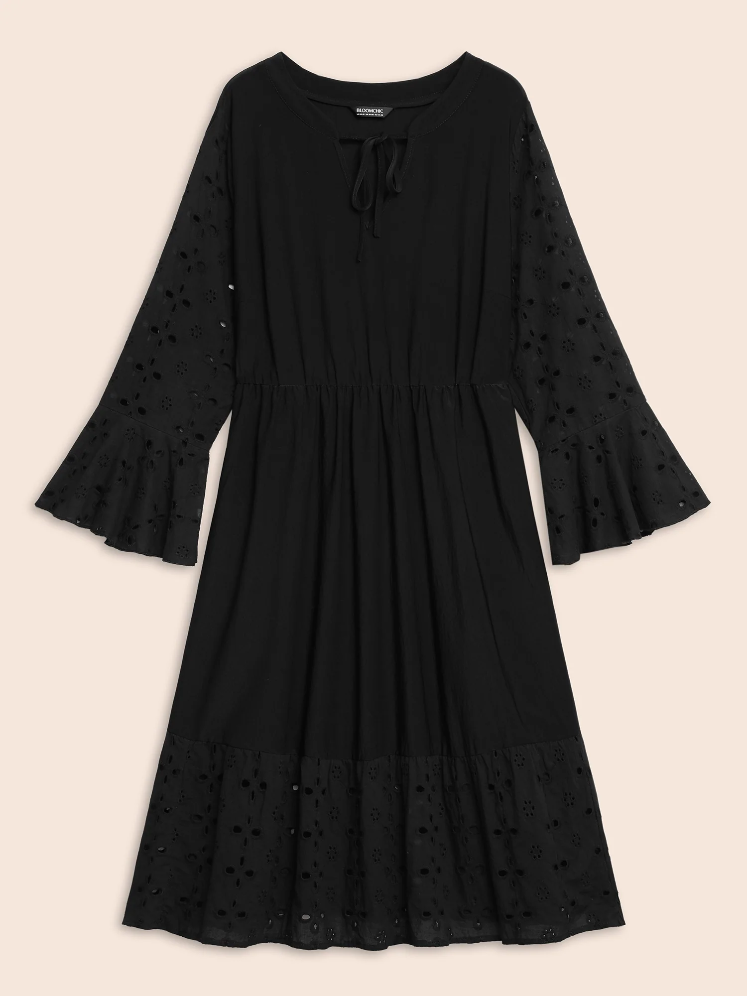 Embroidered Flare Cuffs Midi Dress - Image 7