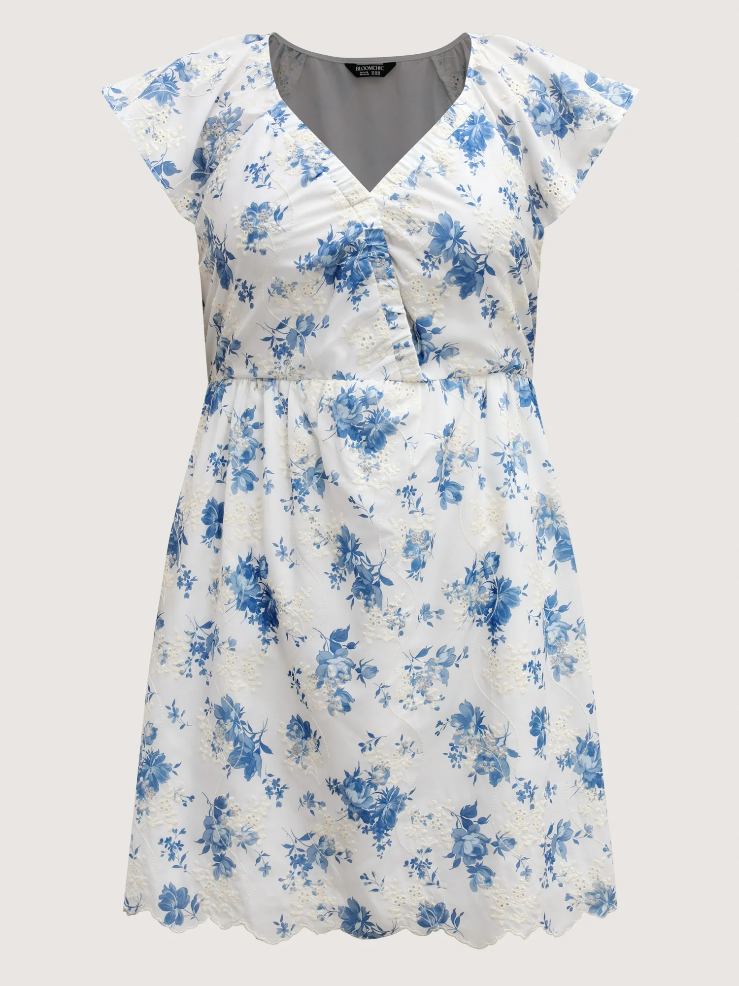 Embroidered Floral Flutter Sleeve Midi Dress - Image 7