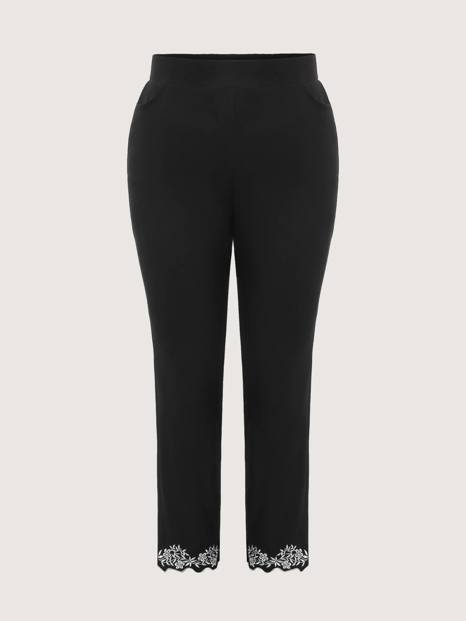 Embroidered Hem Pull-On Pants - Image 9