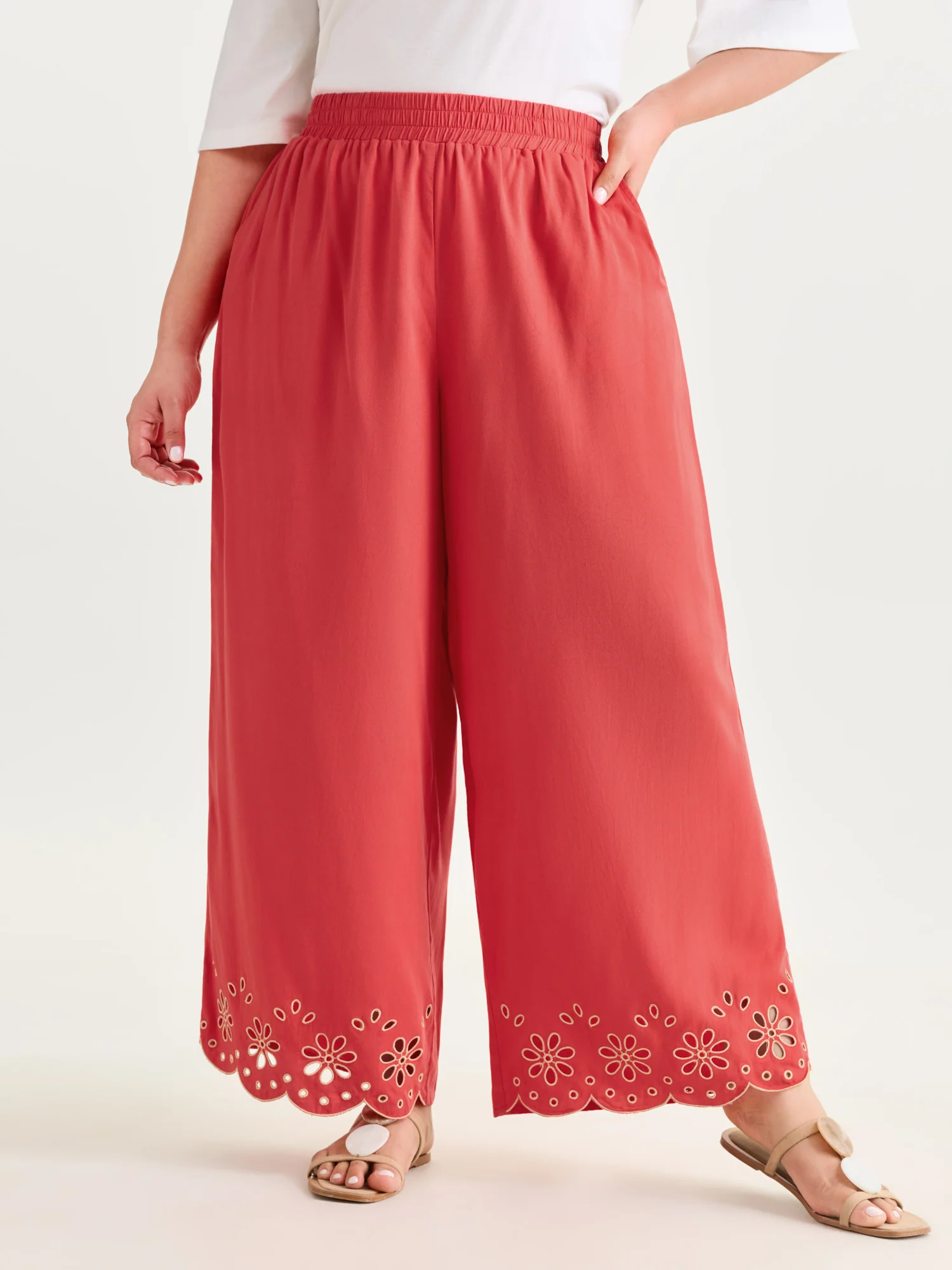 Embroidered Hem Straight Leg Pants - Image 2