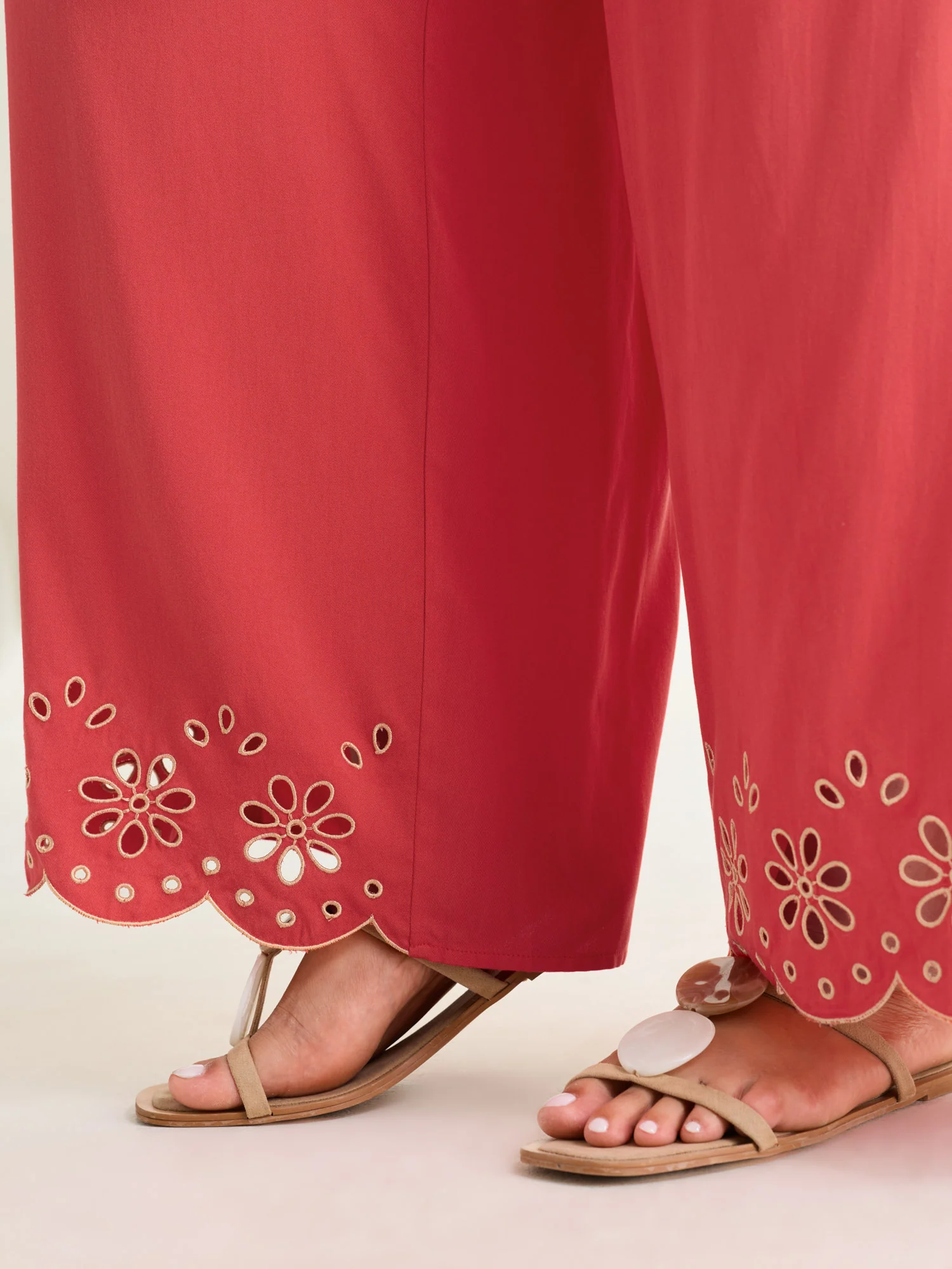 Embroidered Hem Straight Leg Pants - Image 5