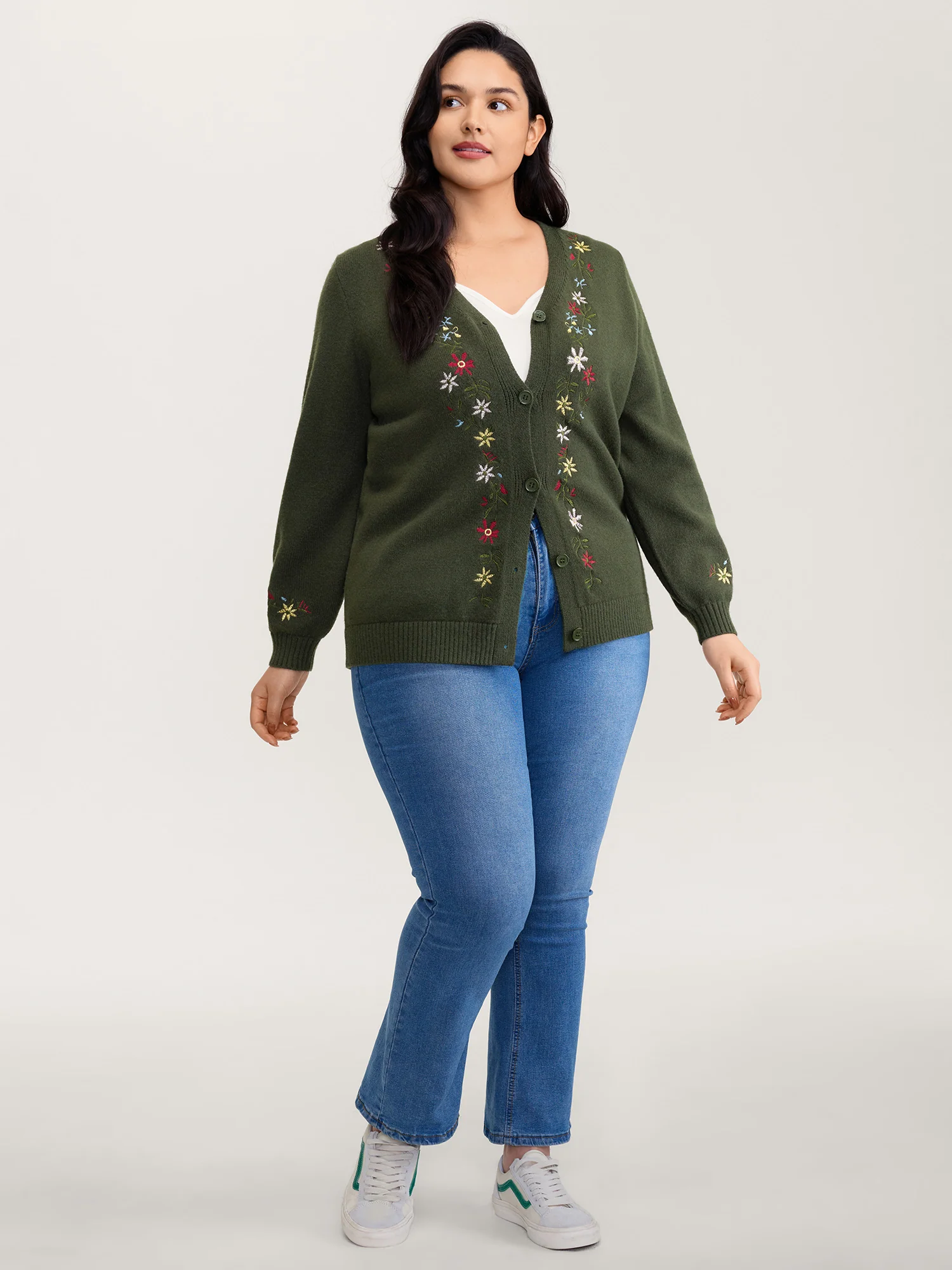 Supersoft Embroidered Button Knit Cardigan - Image 3