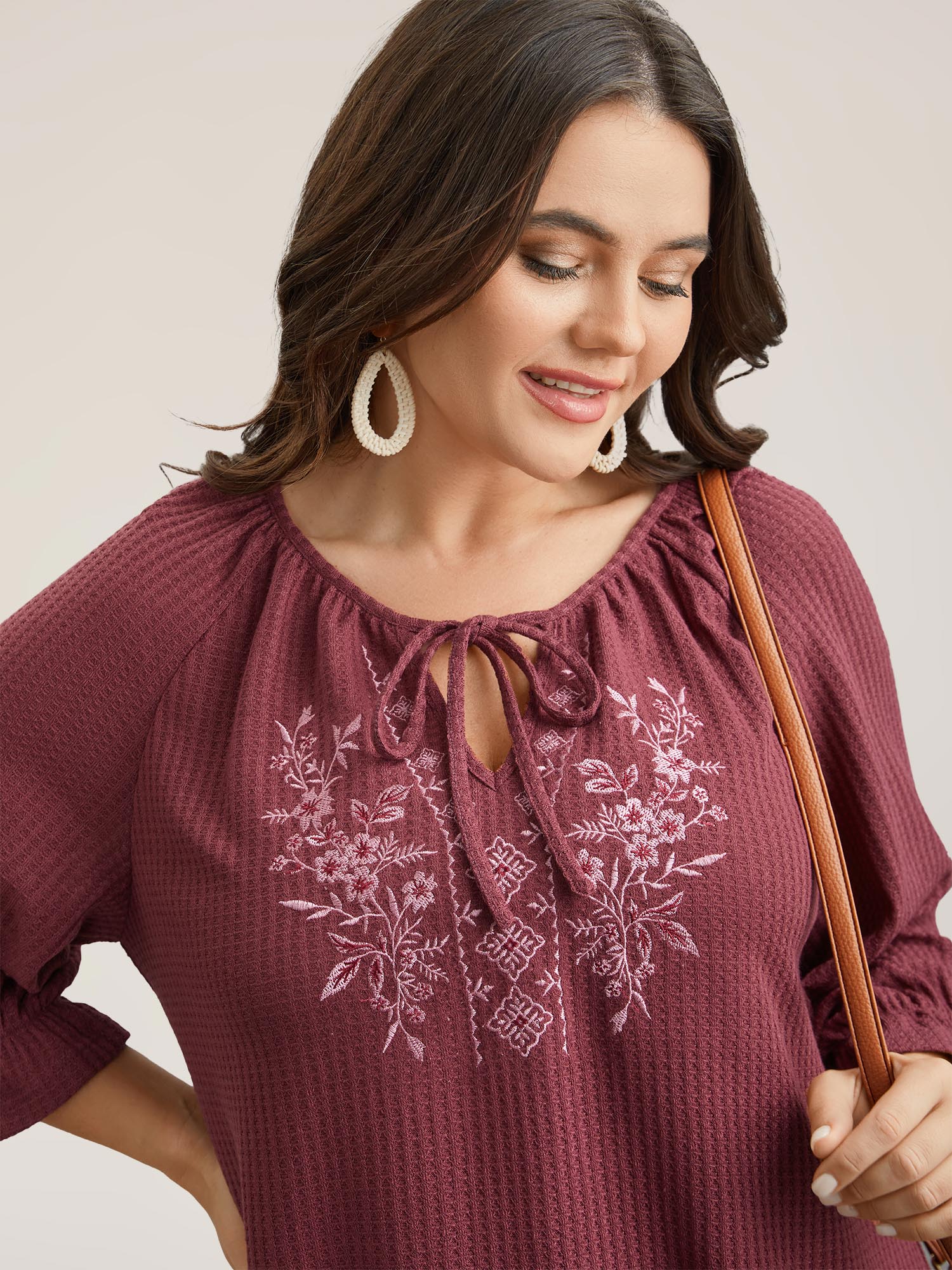 Embroidered Neck-Tie Ruffles Top - Image 4