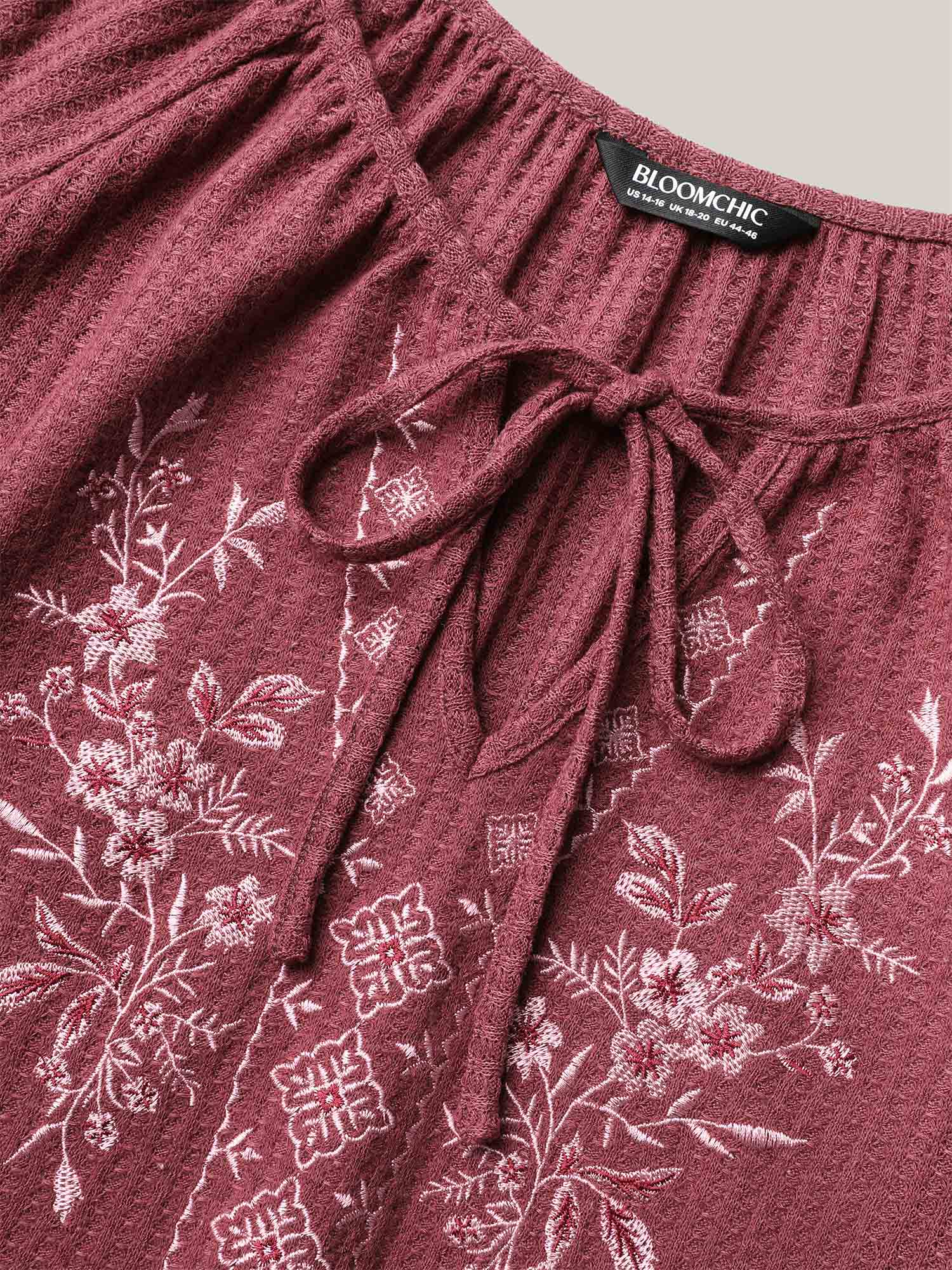 Embroidered Neck-Tie Ruffles Top - Image 6