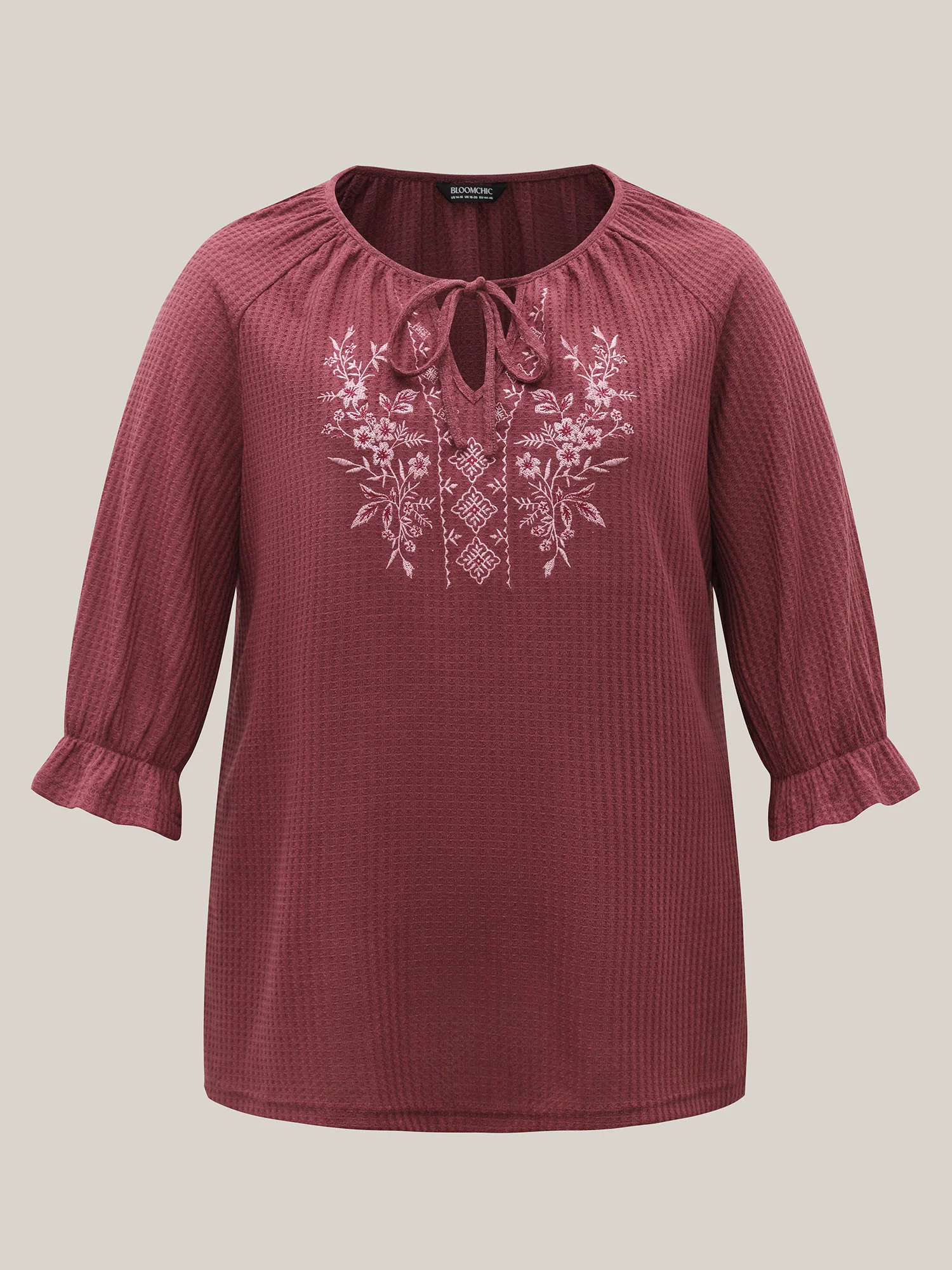 Embroidered Neck-Tie Ruffles Top - Image 8