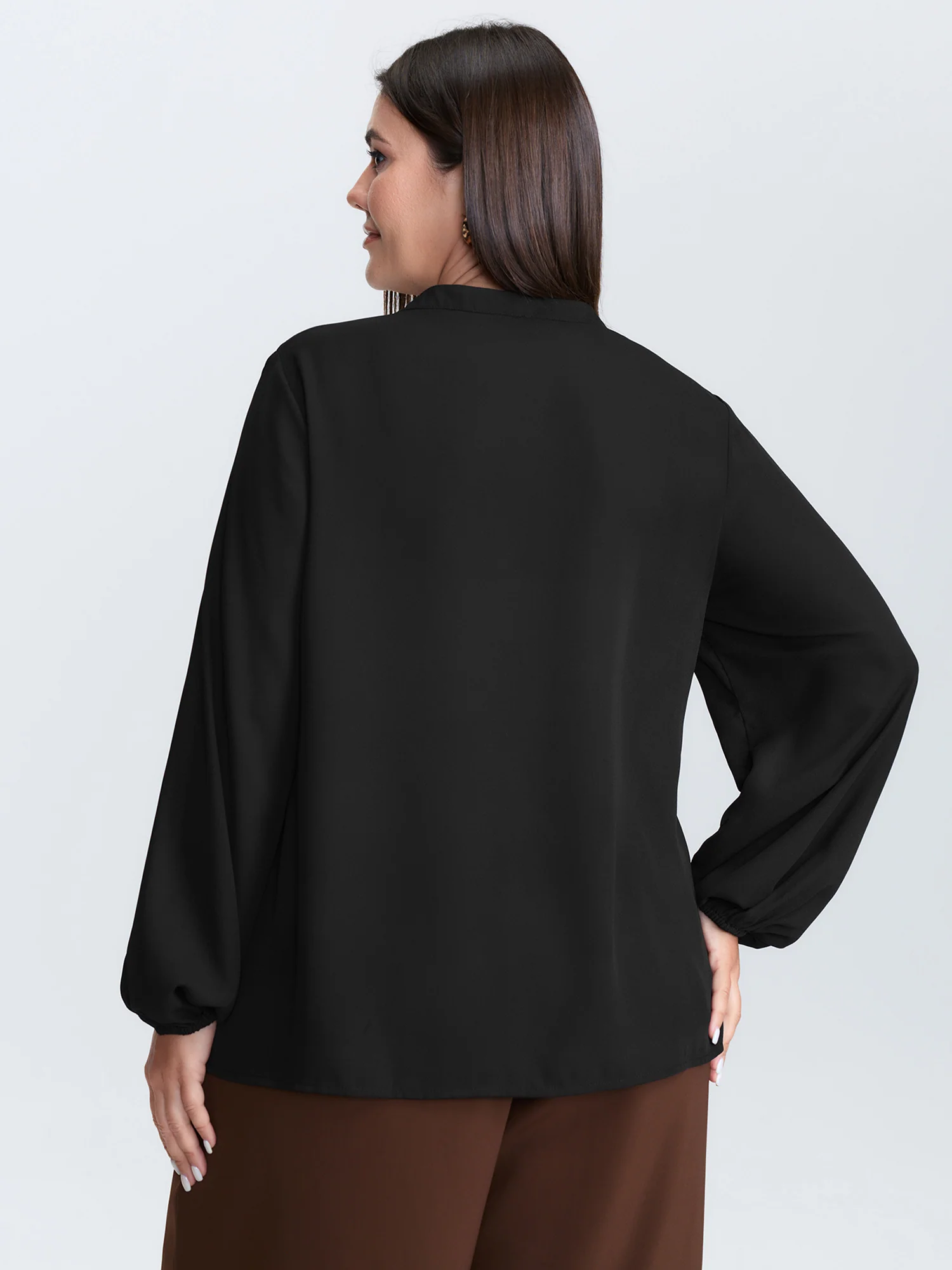 Embroidered Neckline Button-Down Blouse - Image 5