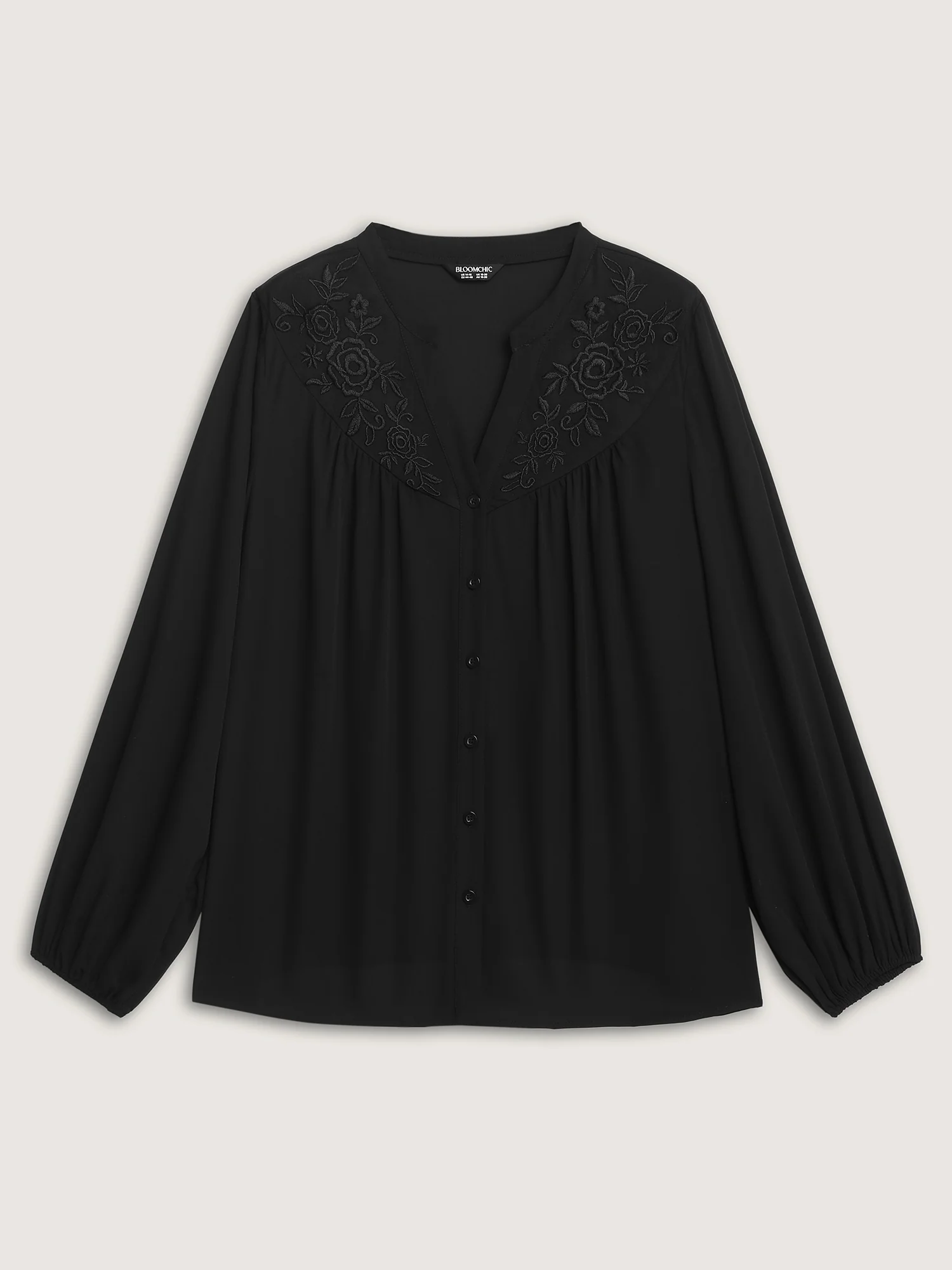 Embroidered Neckline Button-Down Blouse - Image 8