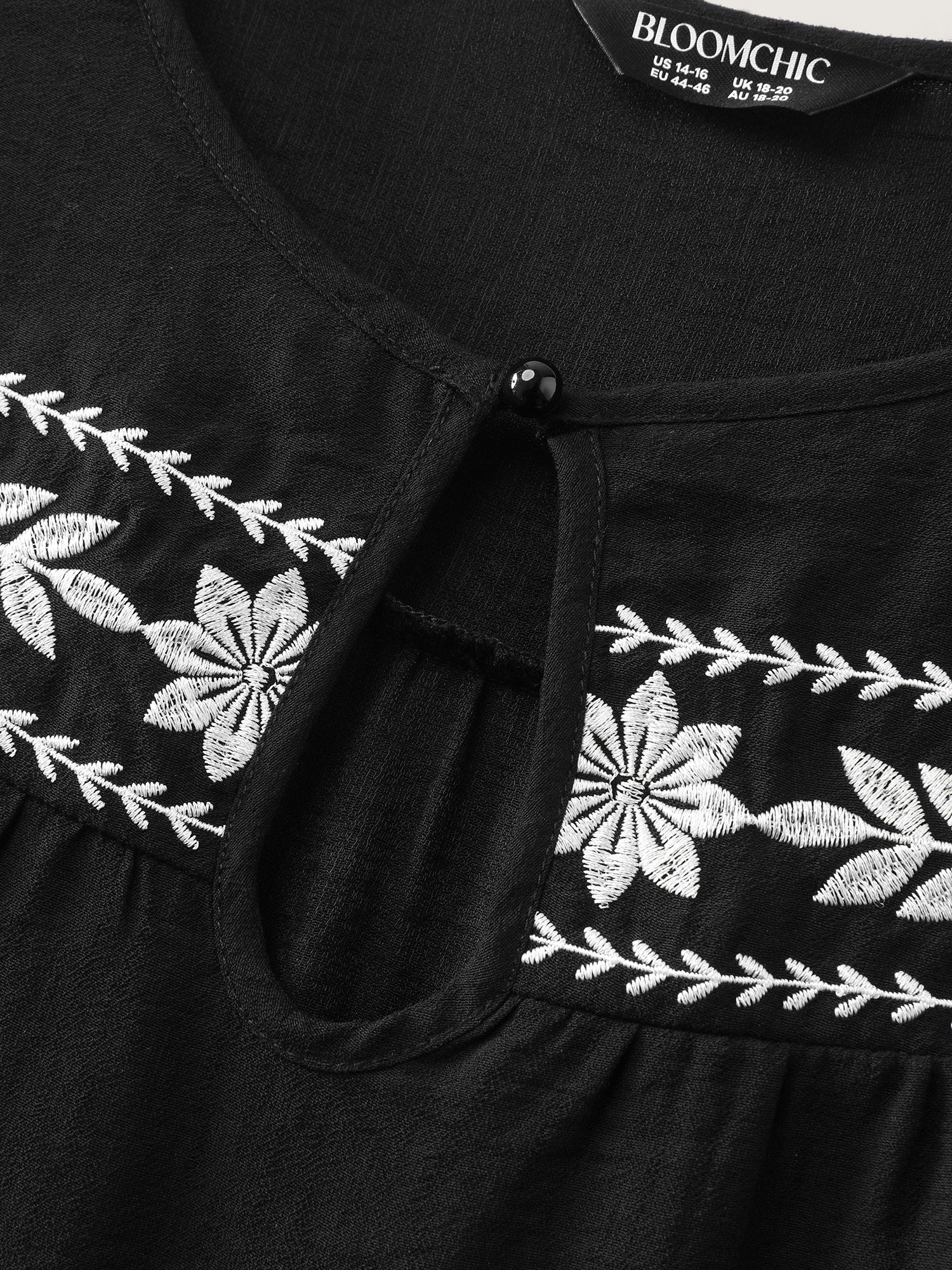 Embroidered Neckline Flutter Sleeve Blouse - Image 5