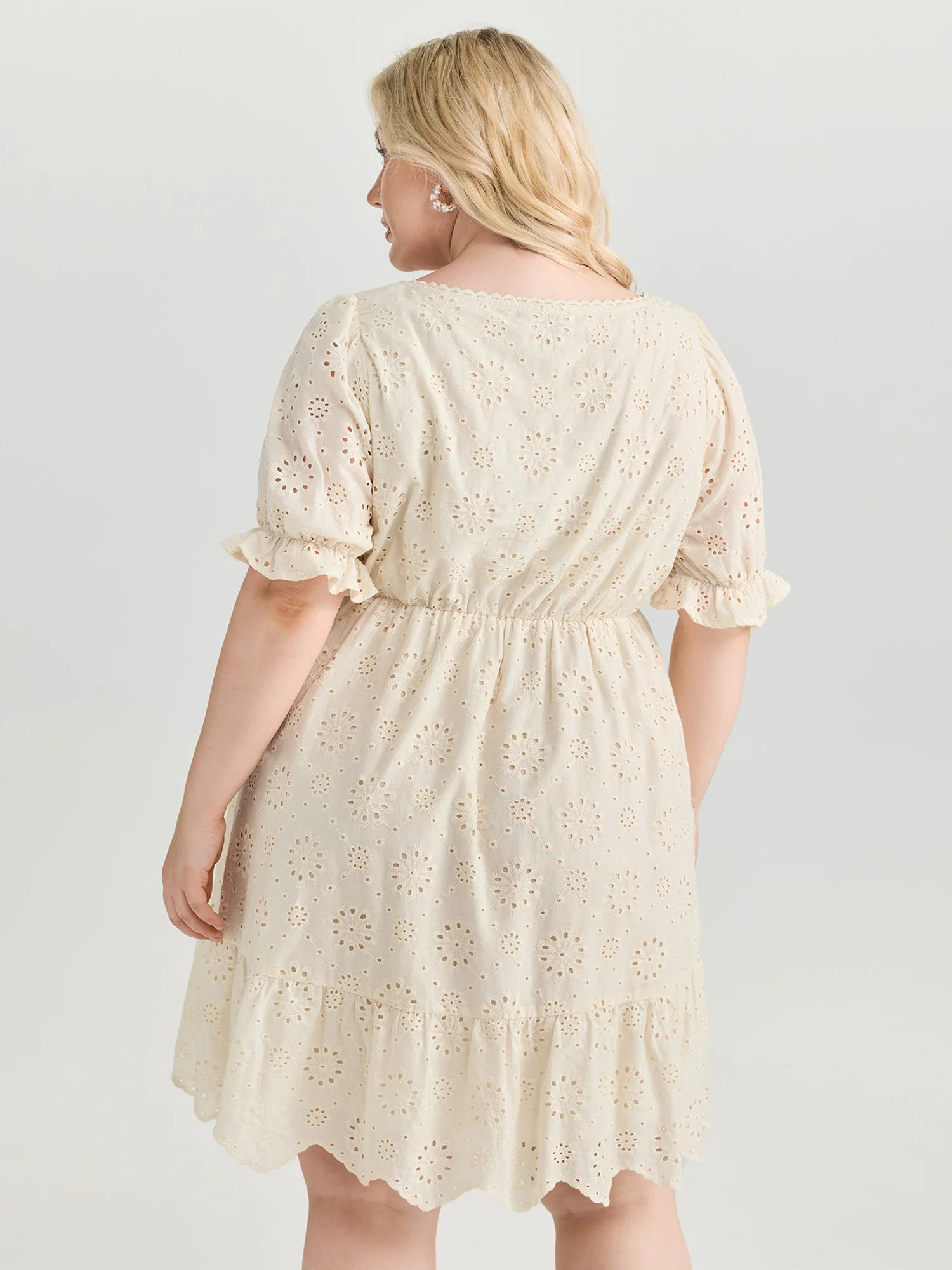 Embroidered Notched Collar Mini Dress - Image 4
