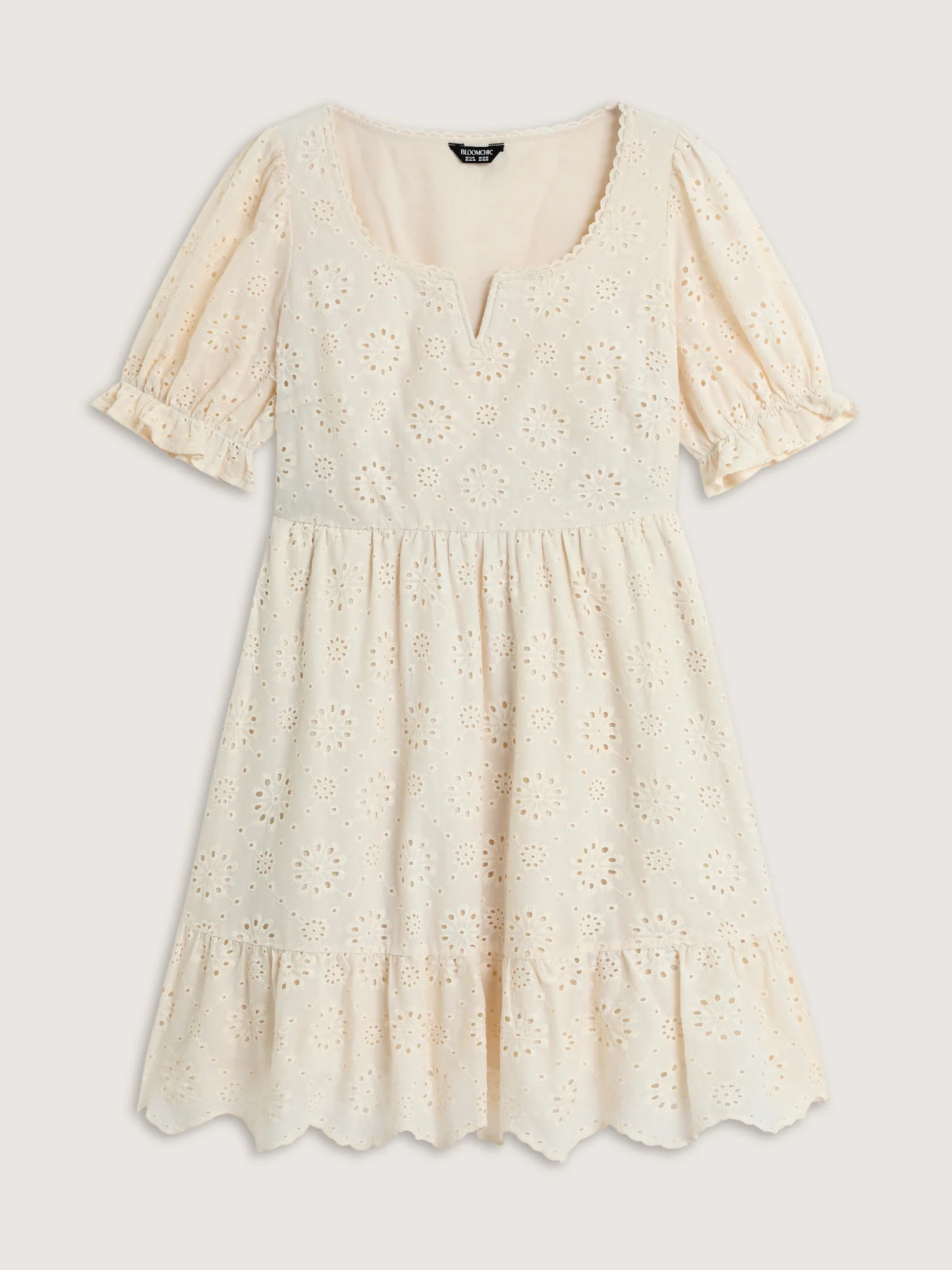 Embroidered Notched Collar Mini Dress - Image 7