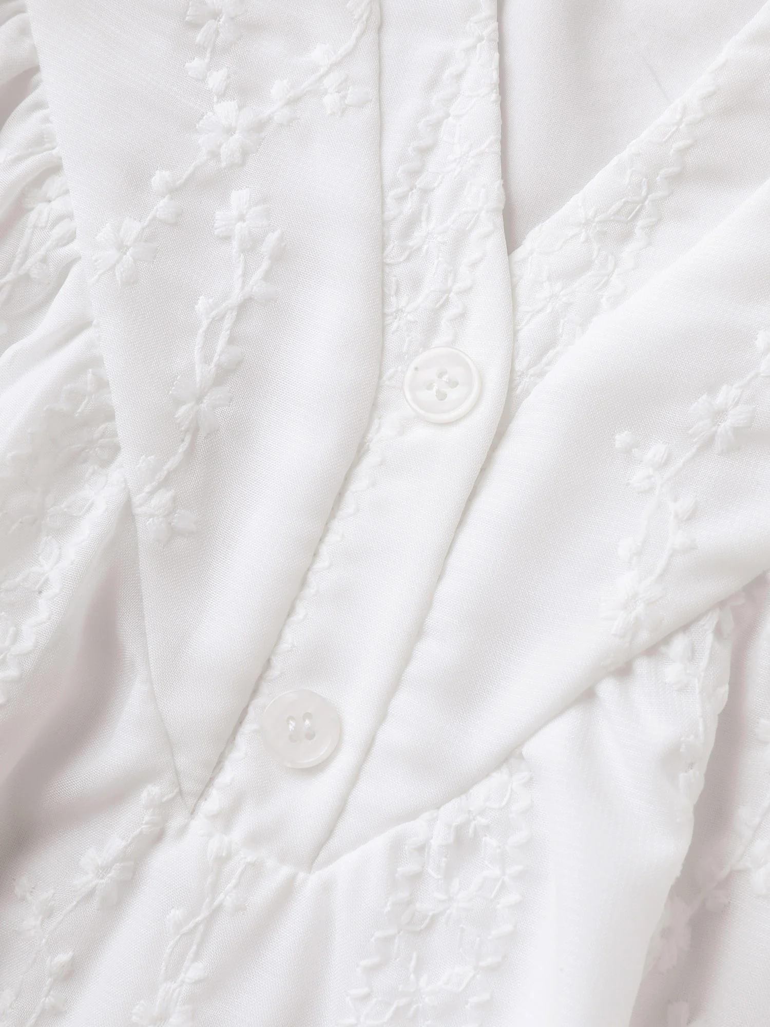 Embroidered Notched Collar Sheer Blouse - Image 5