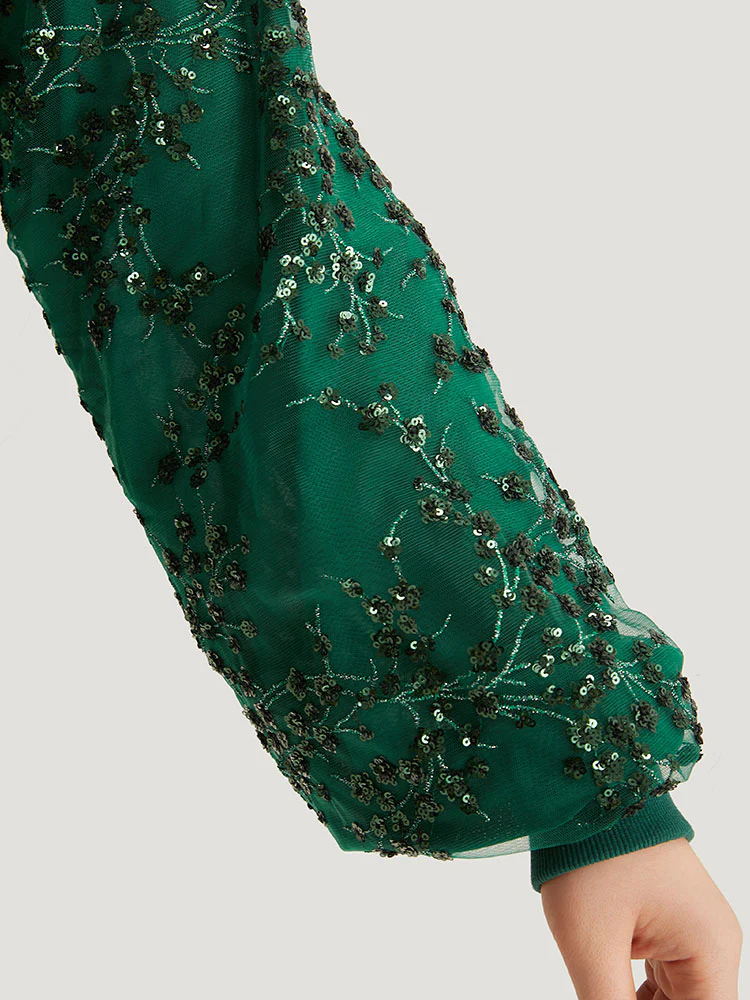 Embroidered Patchwork Mesh Zipper Jacket - Image 8