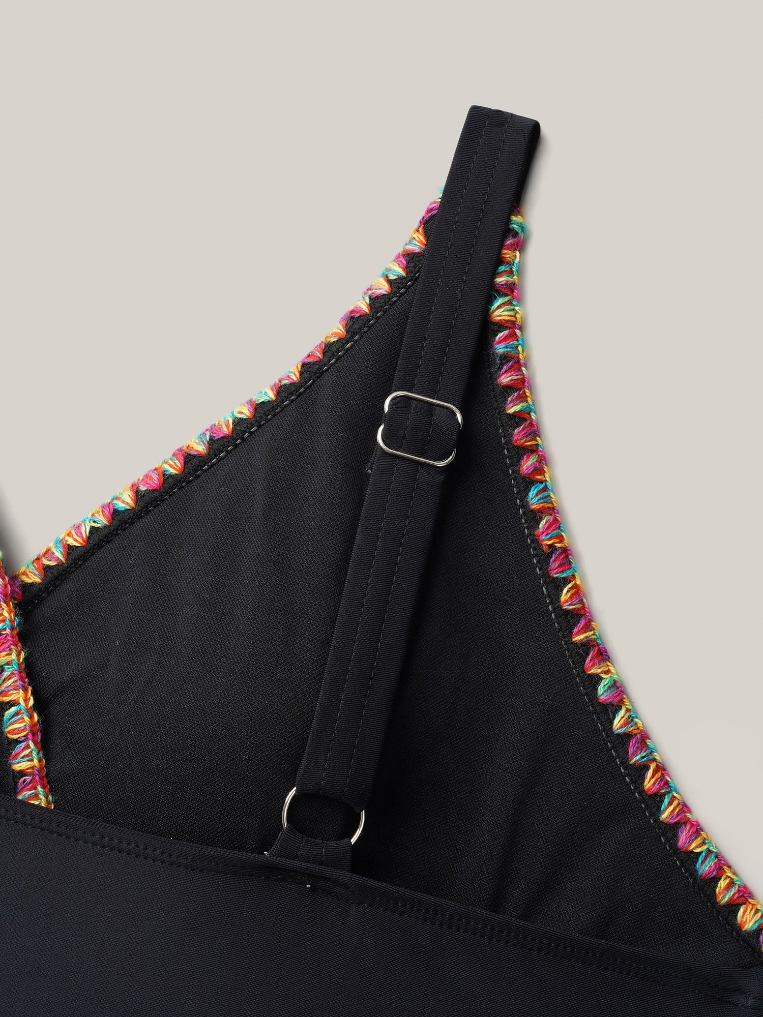 Embroidered Pleated Webbed One-Piece Swimsuit - Image 8