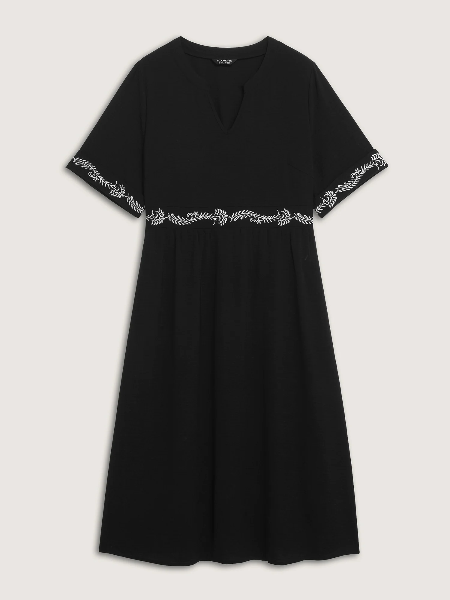 Embroidered Shirred Waist-Defining Maxi Dress - Image 8