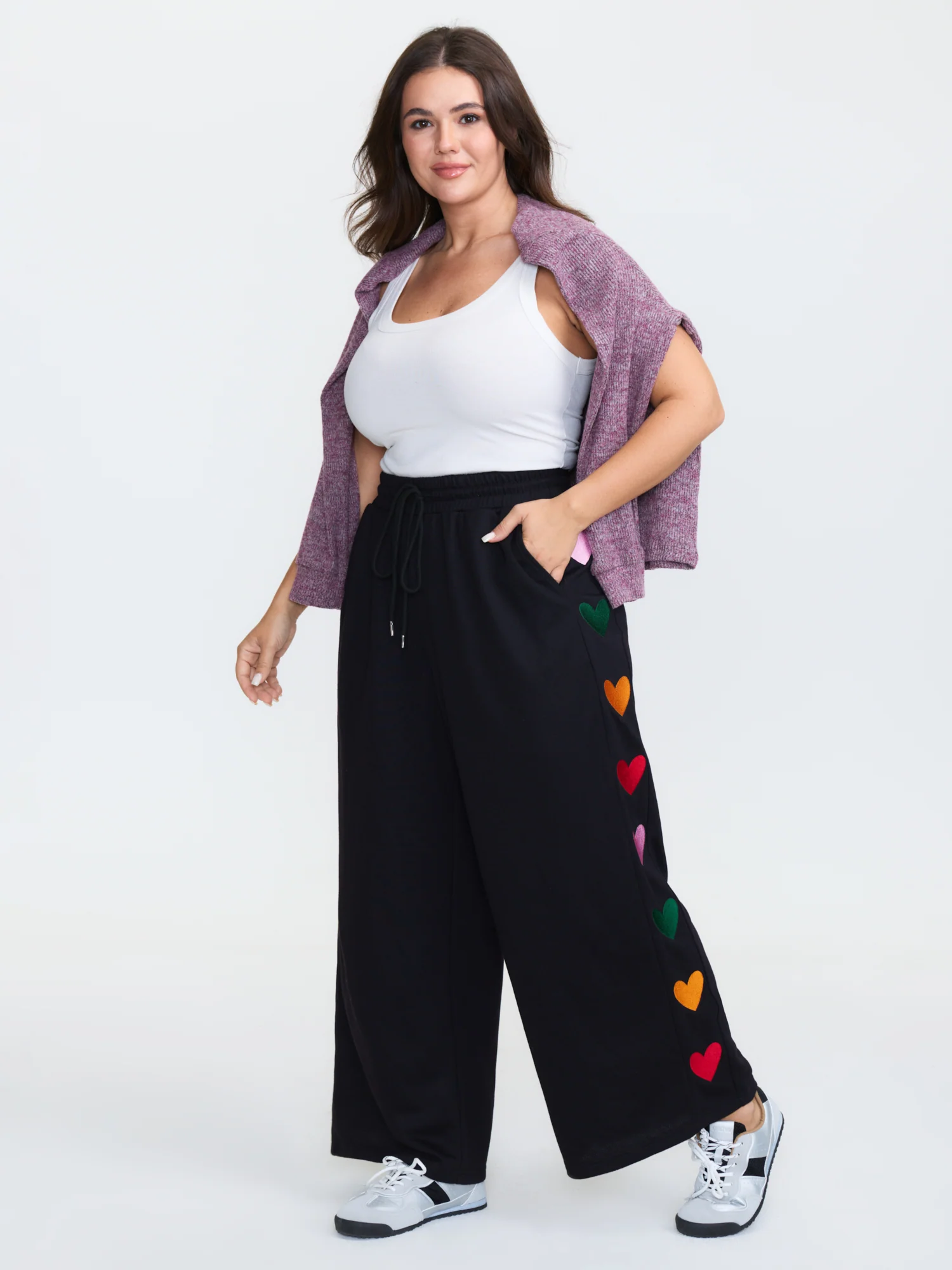Embroidered Side Panel Stretchy Pants - Image 2