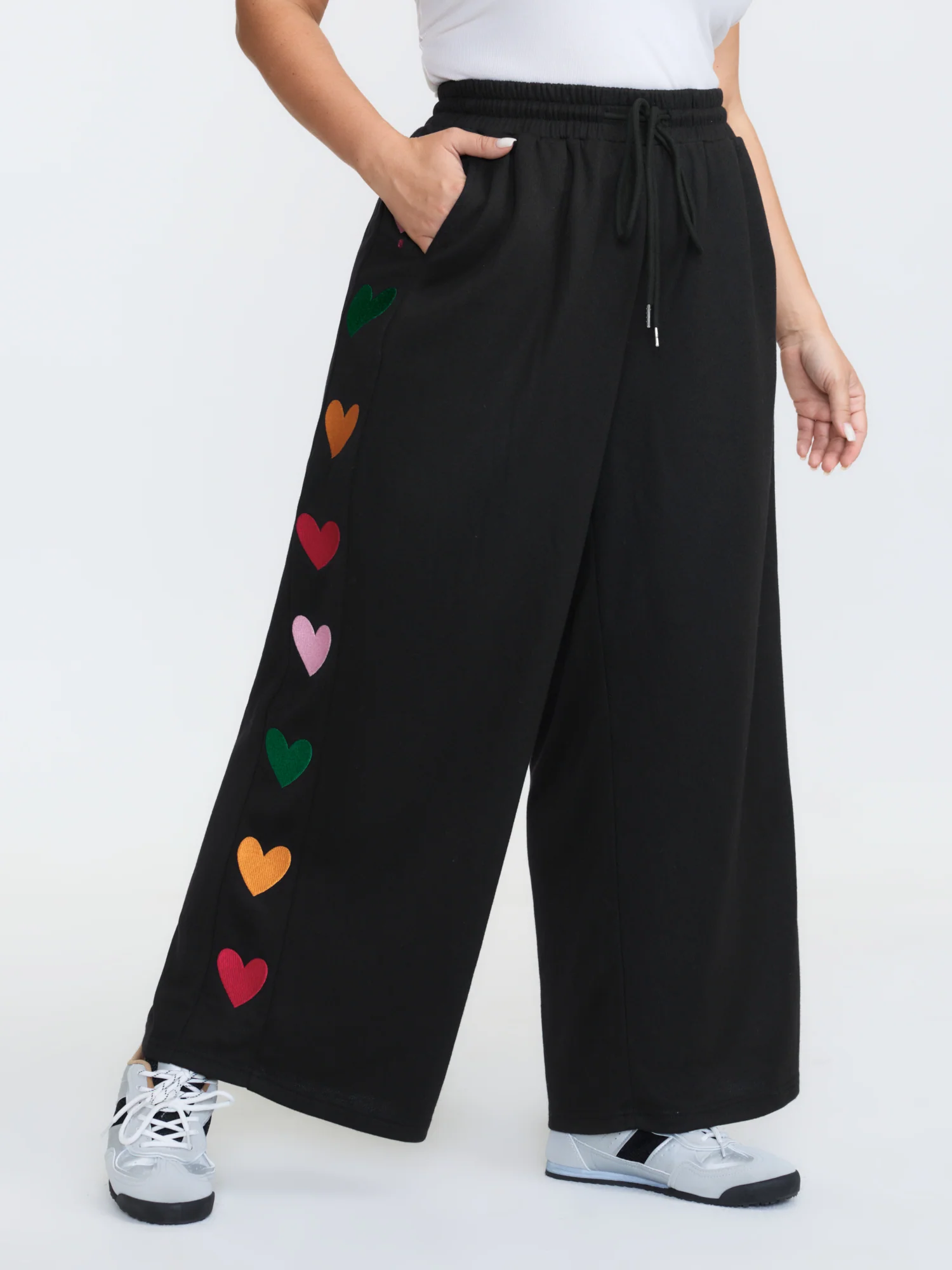 Embroidered Side Panel Stretchy Pants - Image 3