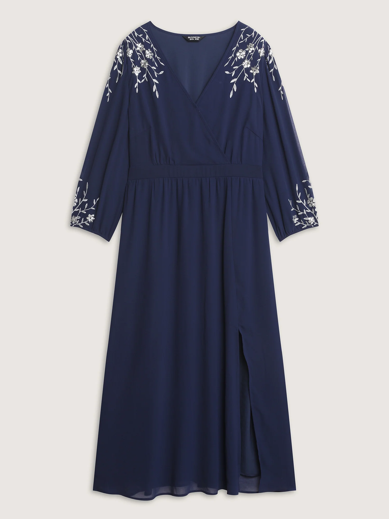 Embroidered Side Slit V-Neck Maxi Dress - Image 7