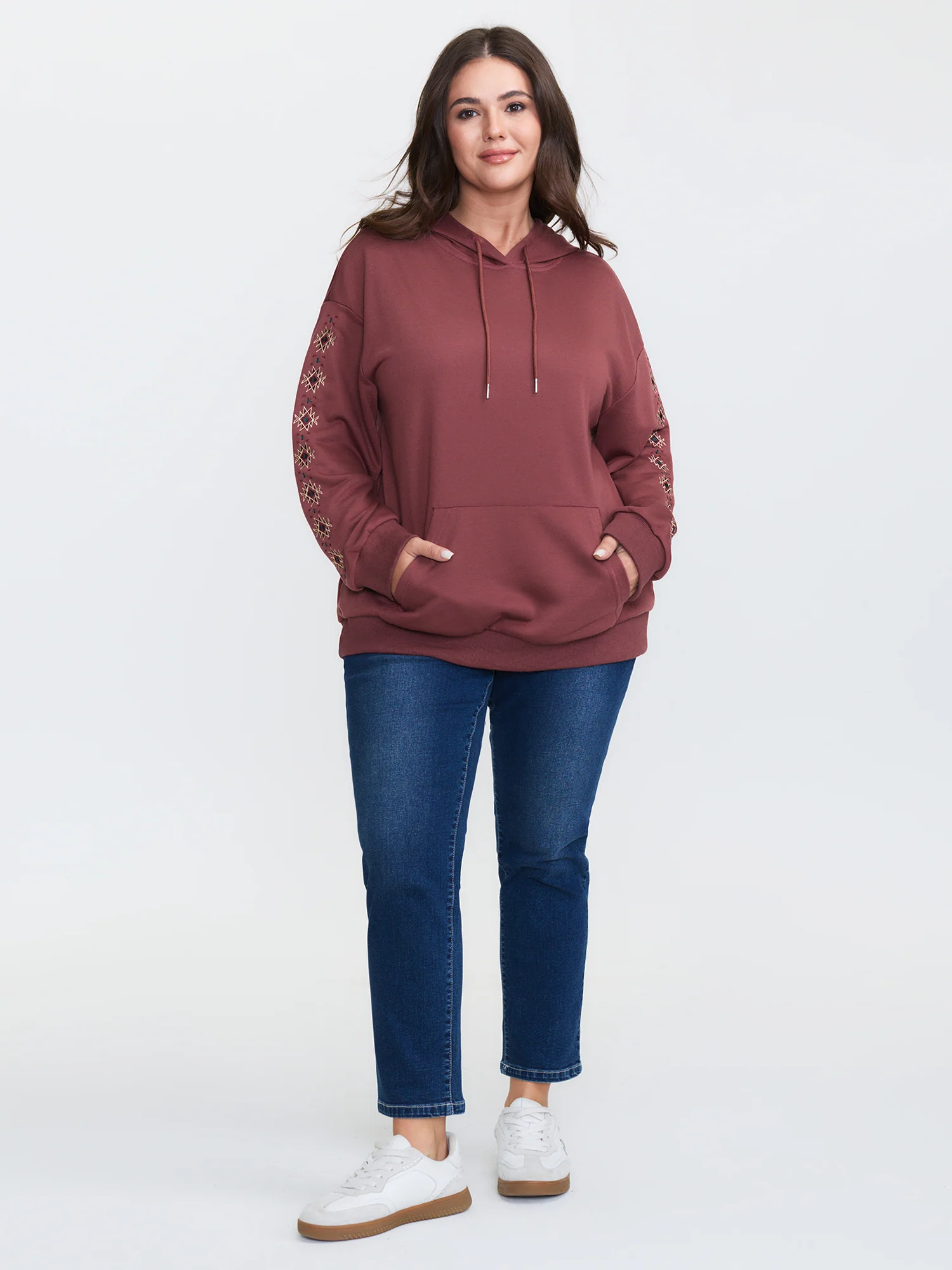 Embroidered Sleeve Pockets Hoodie - Image 3