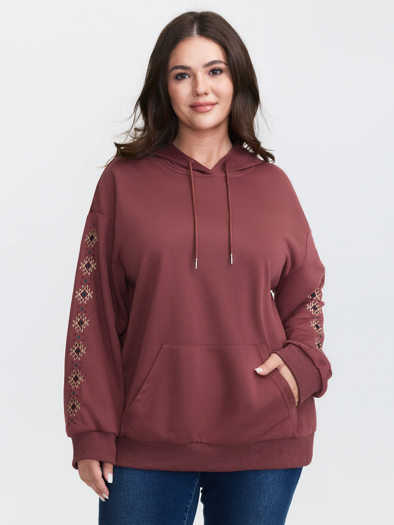 Embroidered Sleeve Pockets Hoodie - Image 4
